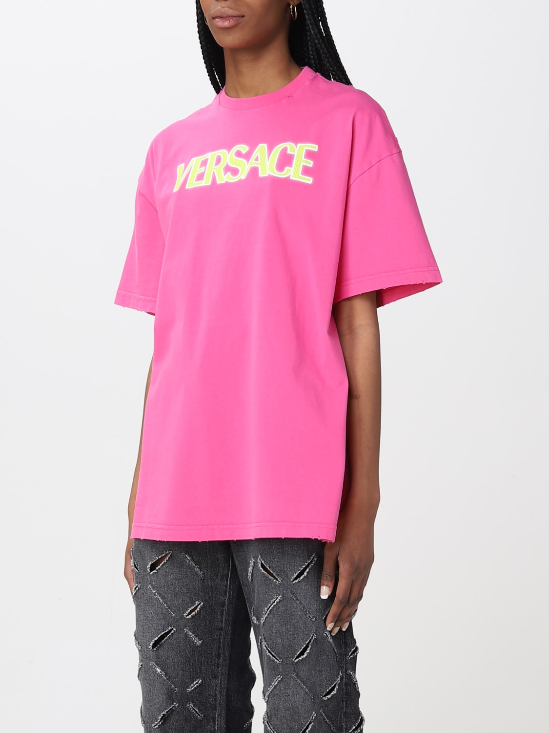 VERSACE Outlet: T-shirt woman - Fuchsia | VERSACE t-shirt