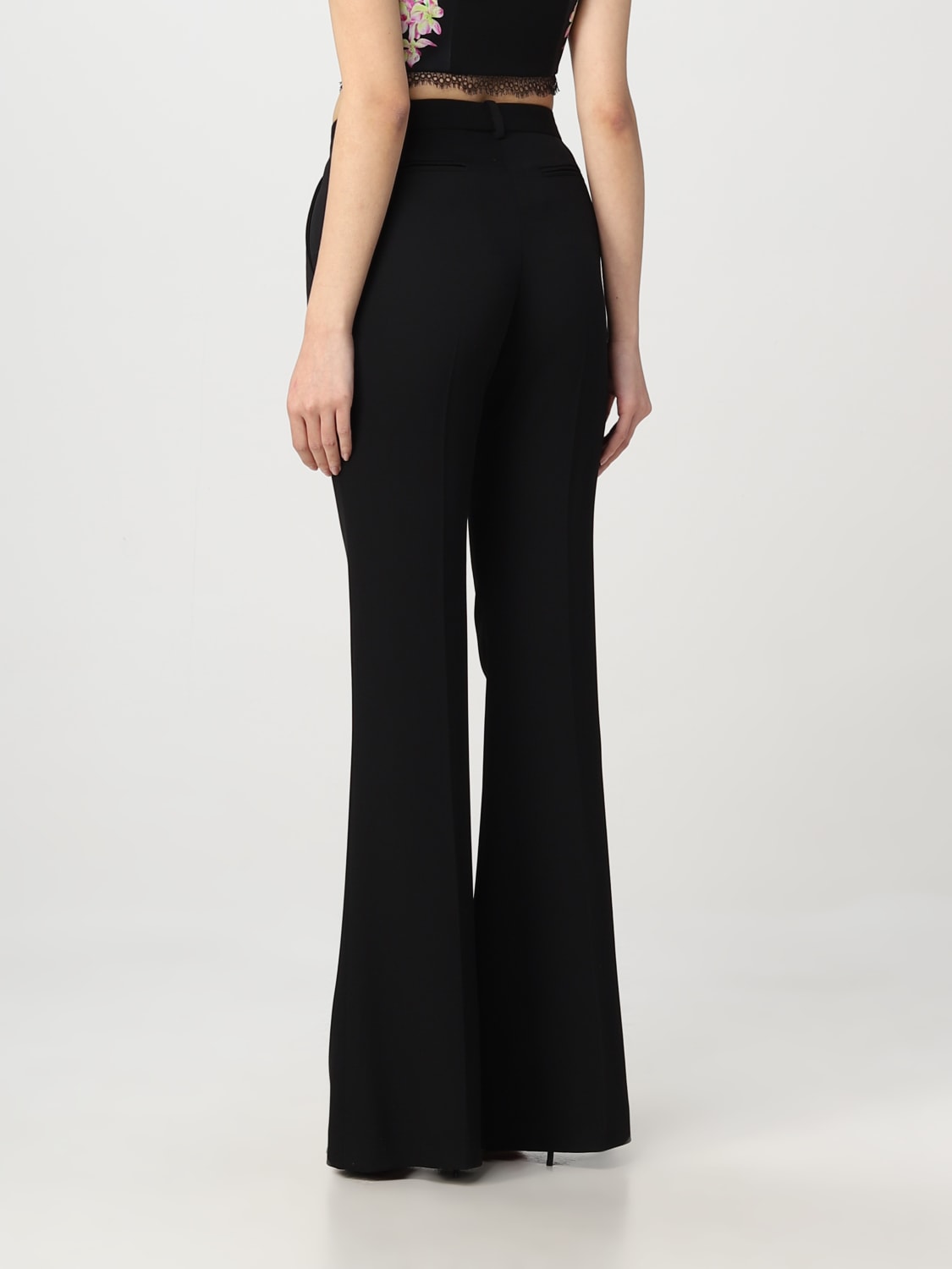 Versace High-rise Wool-blend Flared Pants in Black
