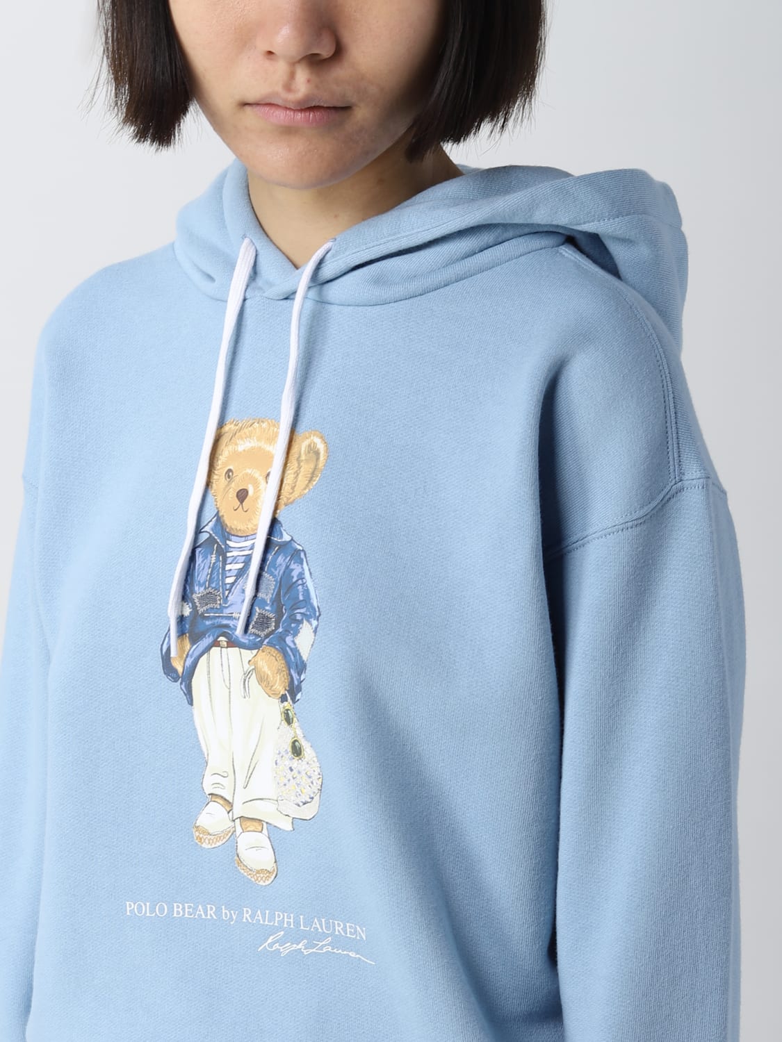 POLO RALPH LAUREN - Women's Polo Bear sweatshirt with hood - Light Blue -  211892663001