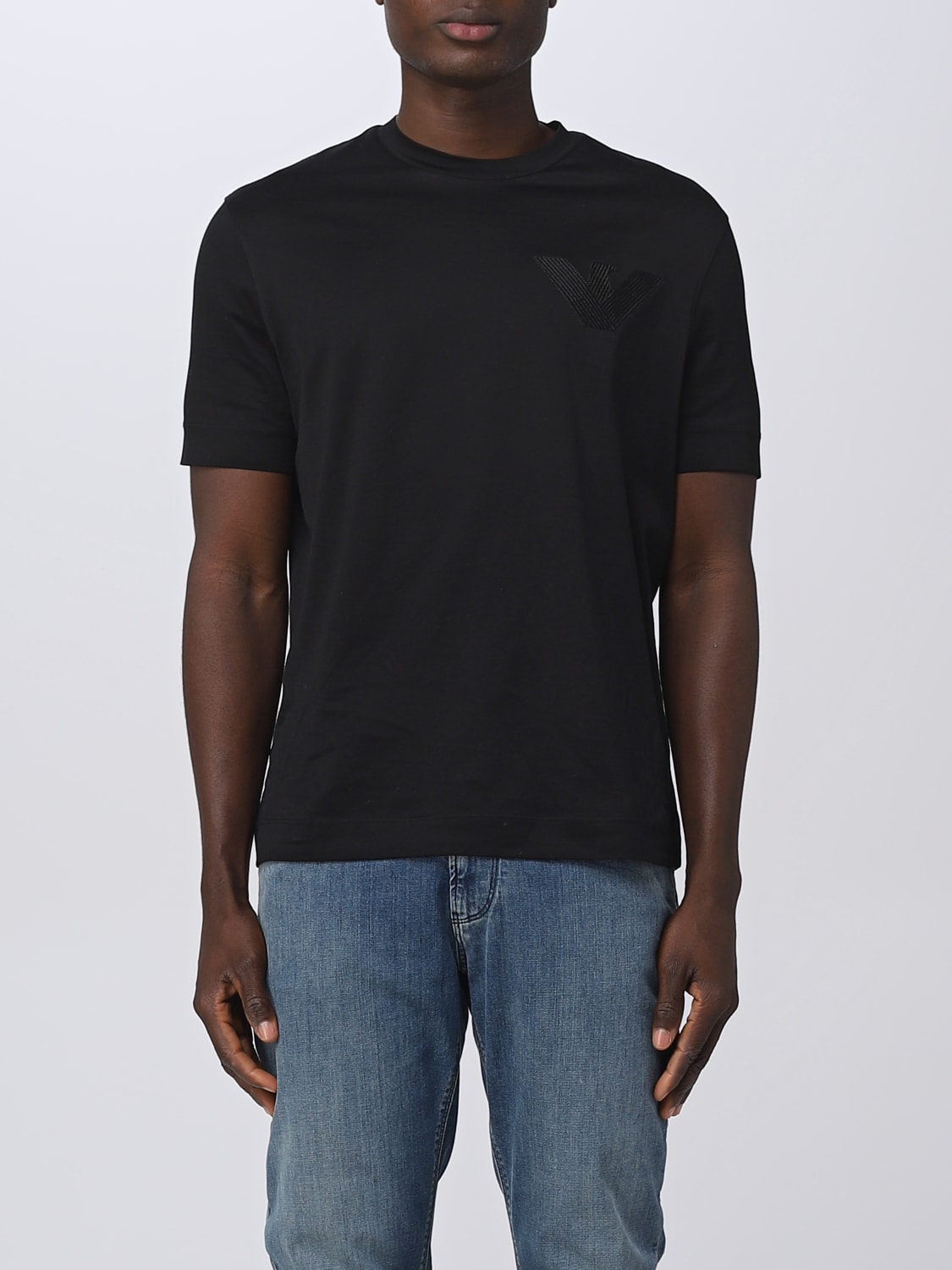 EMPORIO ARMANI: cotton T-shirt - Black | EMPORIO ARMANI t-shirt ...