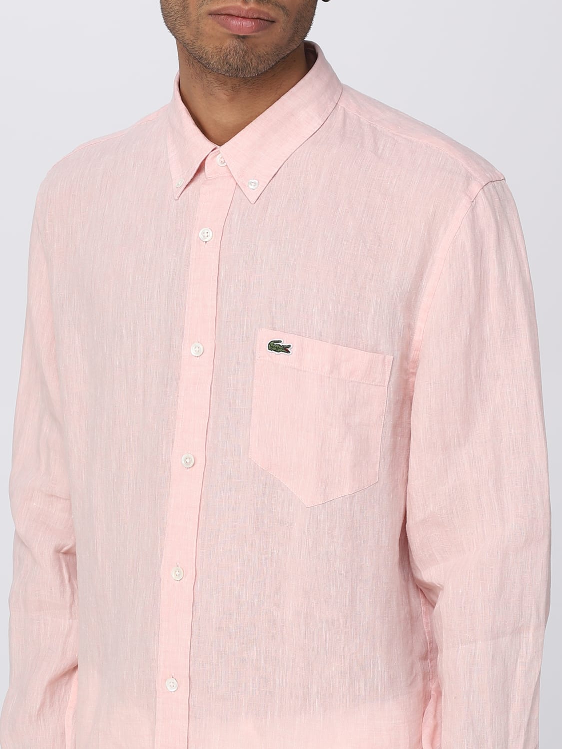 Chemise lacoste rose outlet homme