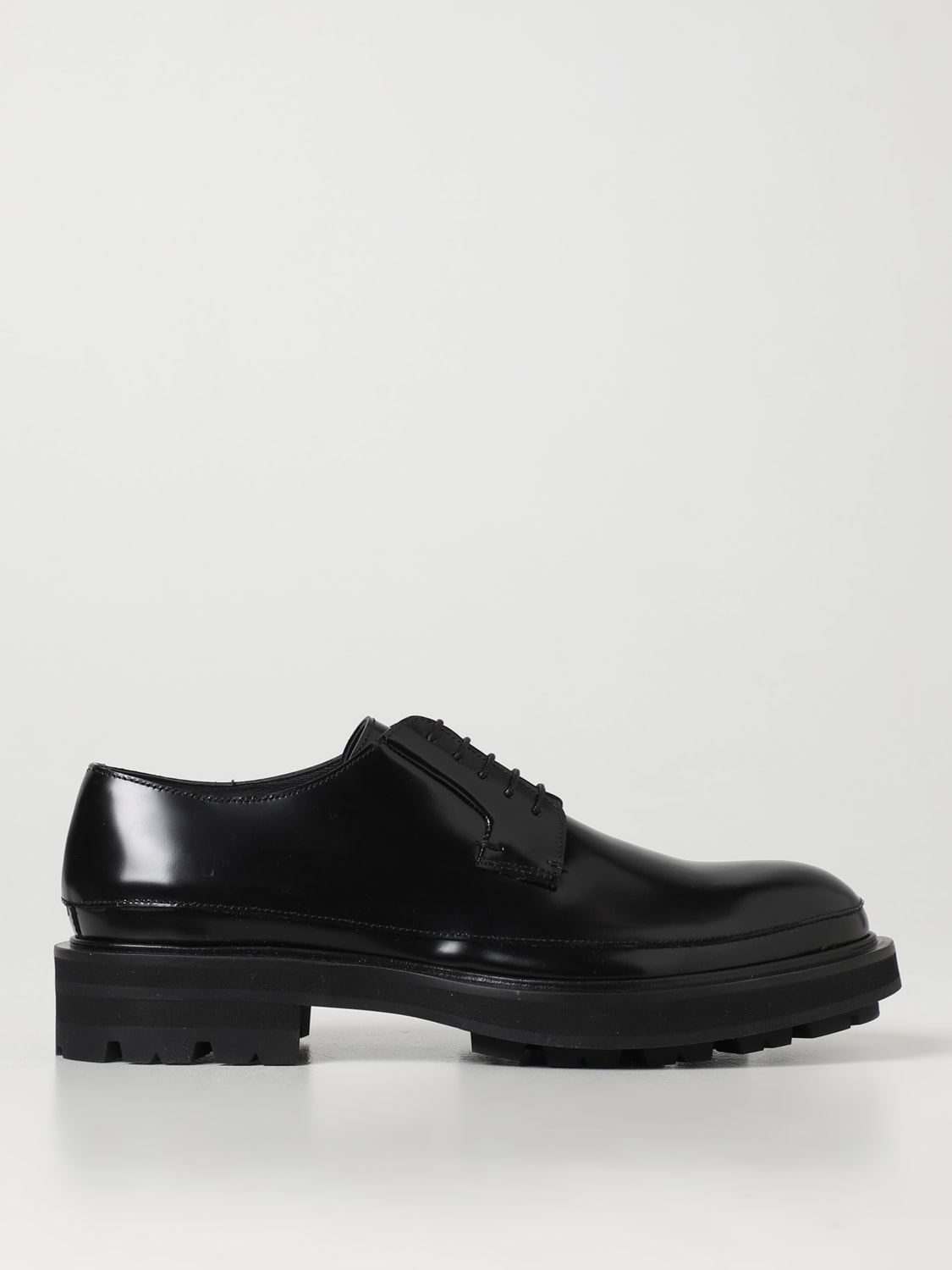 ALEXANDER MCQUEEN: derby in brushed leather - Black | ALEXANDER MCQUEEN ...