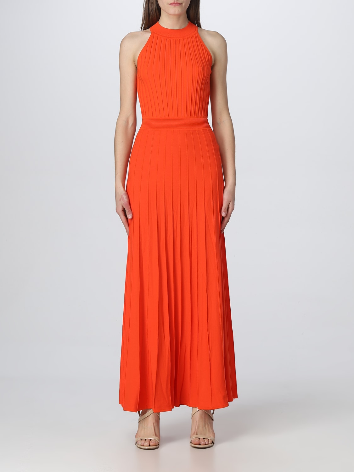 Stretch viscose dress, red orange