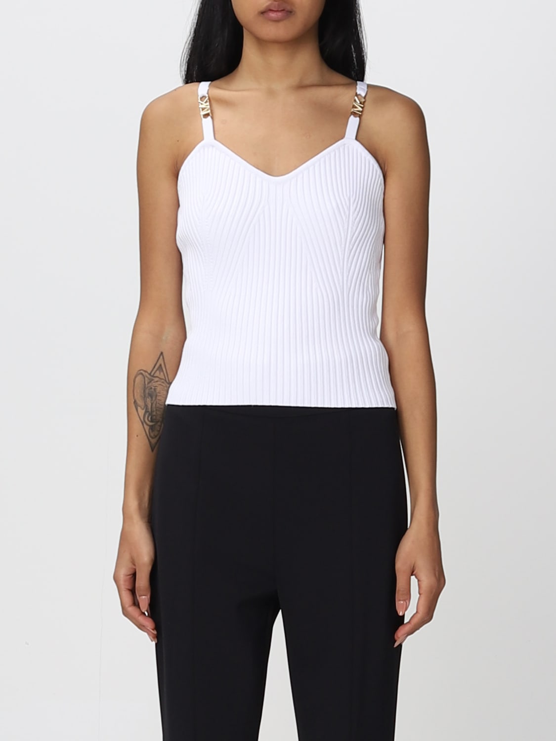 MICHAEL KORS Outlet: Michael top in stretch viscose - White