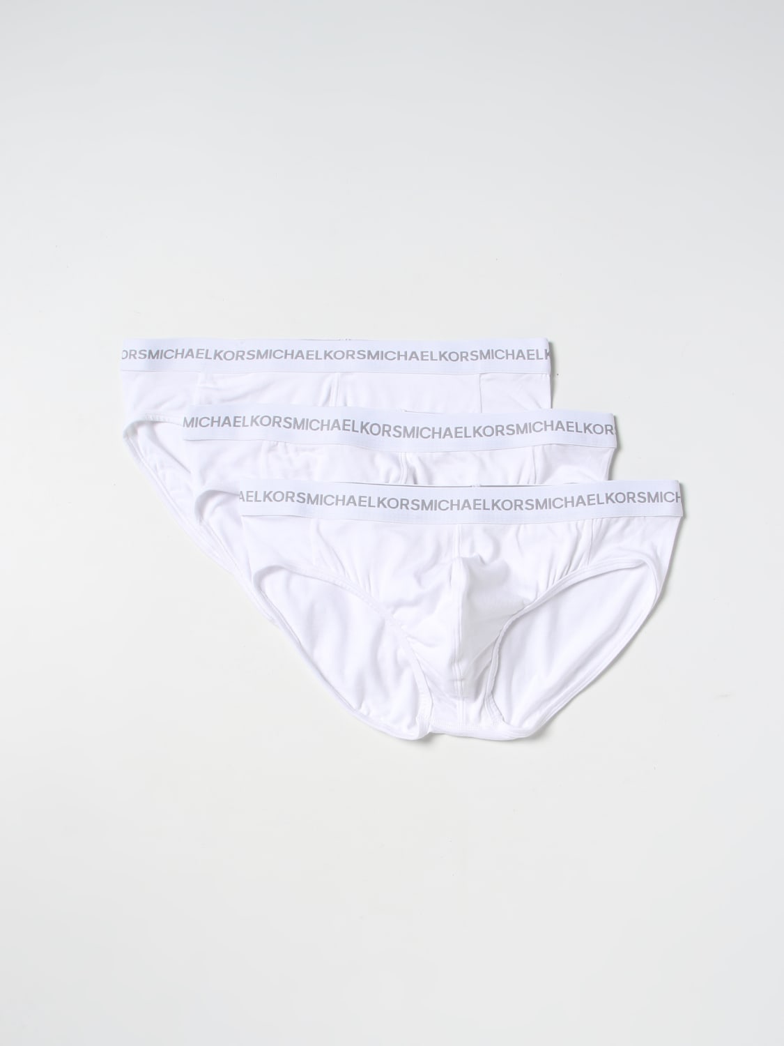 MICHAEL KORS: Set of 3 Michael briefs in stretch cotton - White