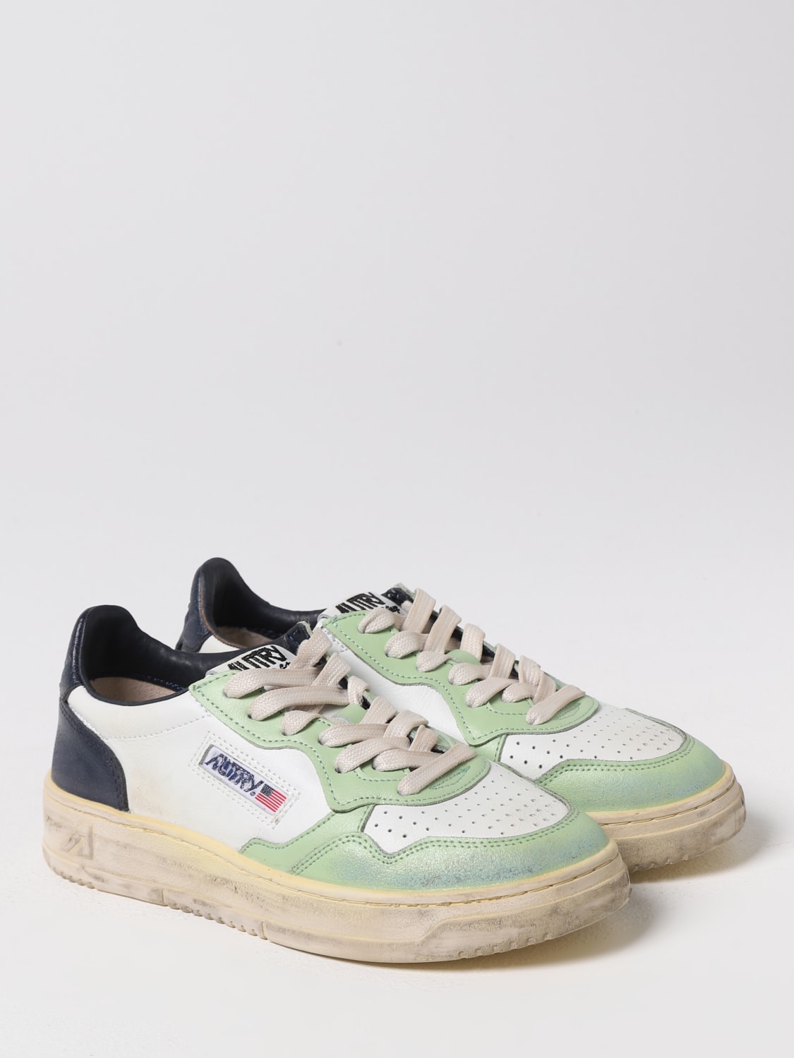 AUTRY: Super Vintage sneakers in used leather - White | AUTRY