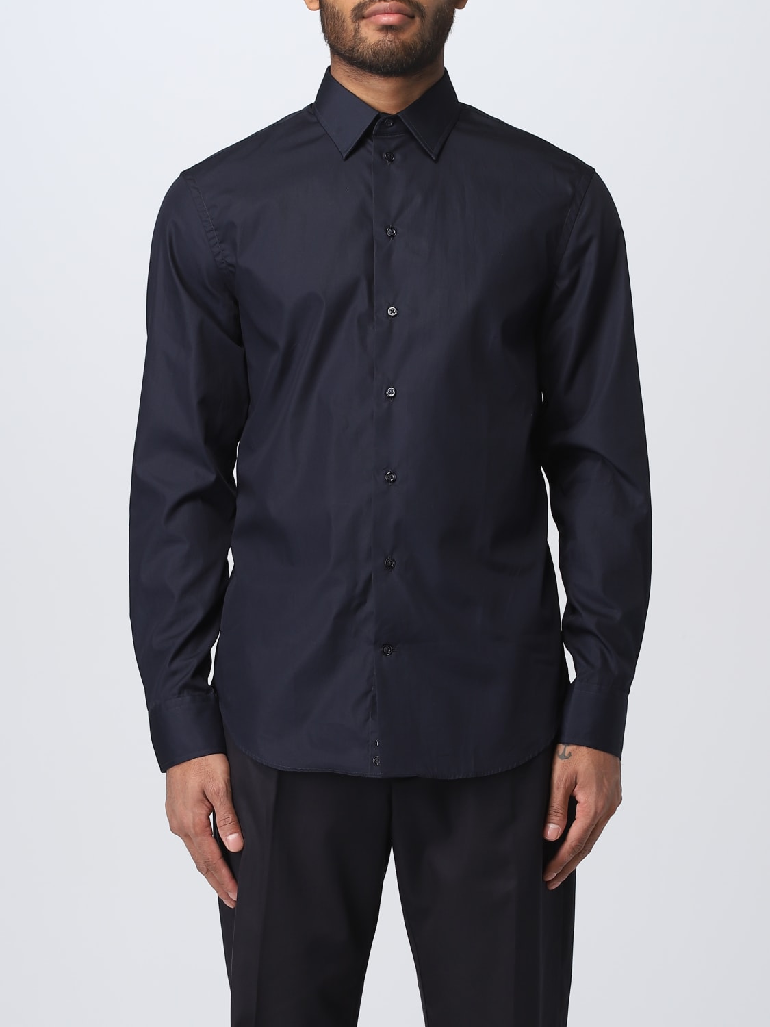 EMPORIO ARMANI Outlet shirt in cotton Blue EMPORIO ARMANI