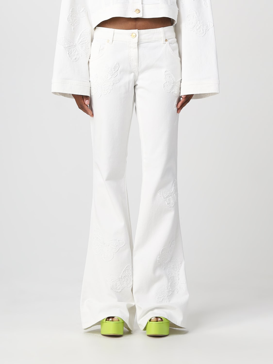 Blumarine White Flared Trousers