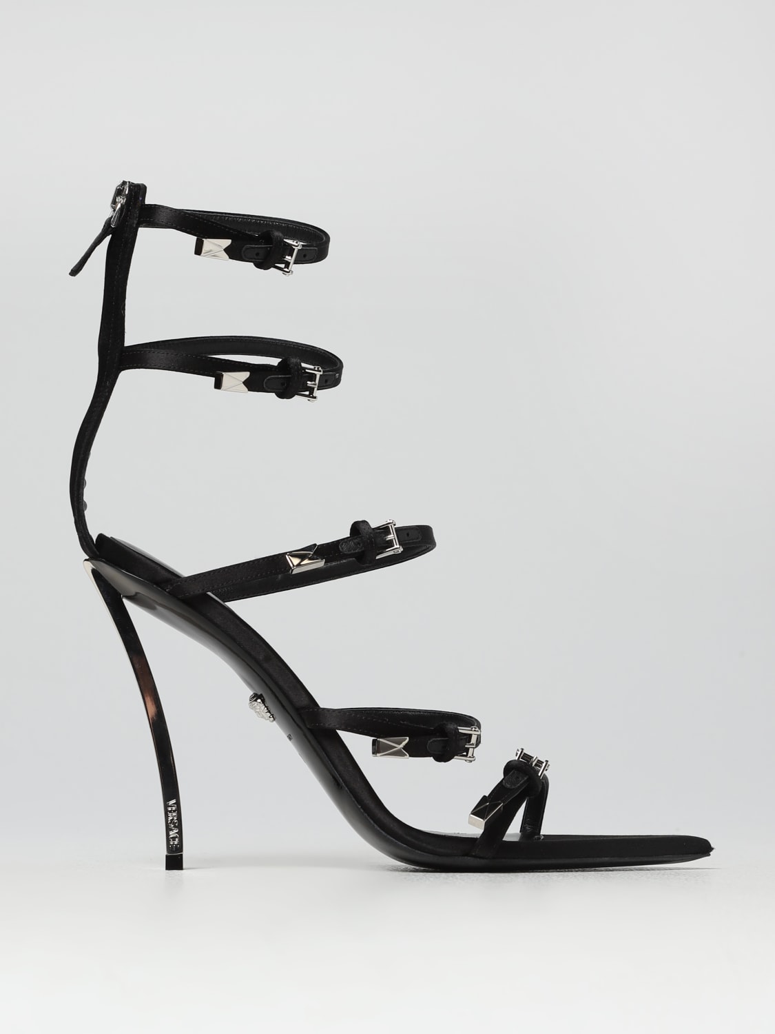 Versace black sales strappy heels