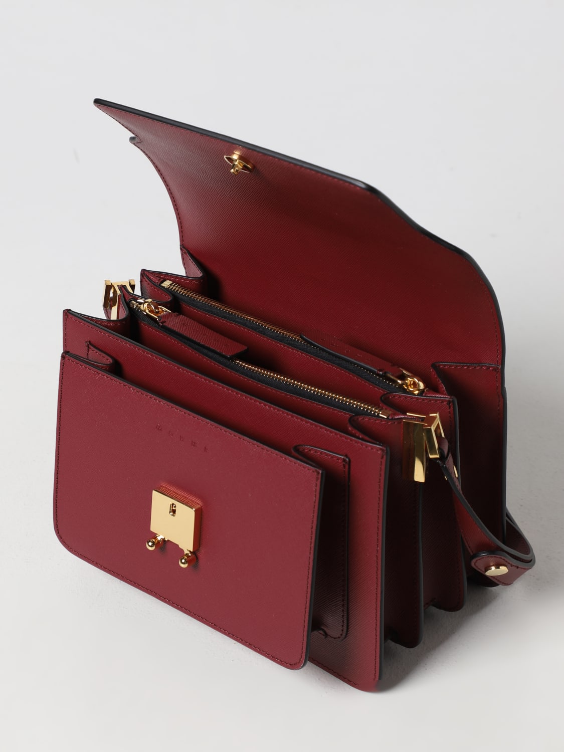 MARNI Trunk bag in saffiano leather Burgundy Marni crossbody