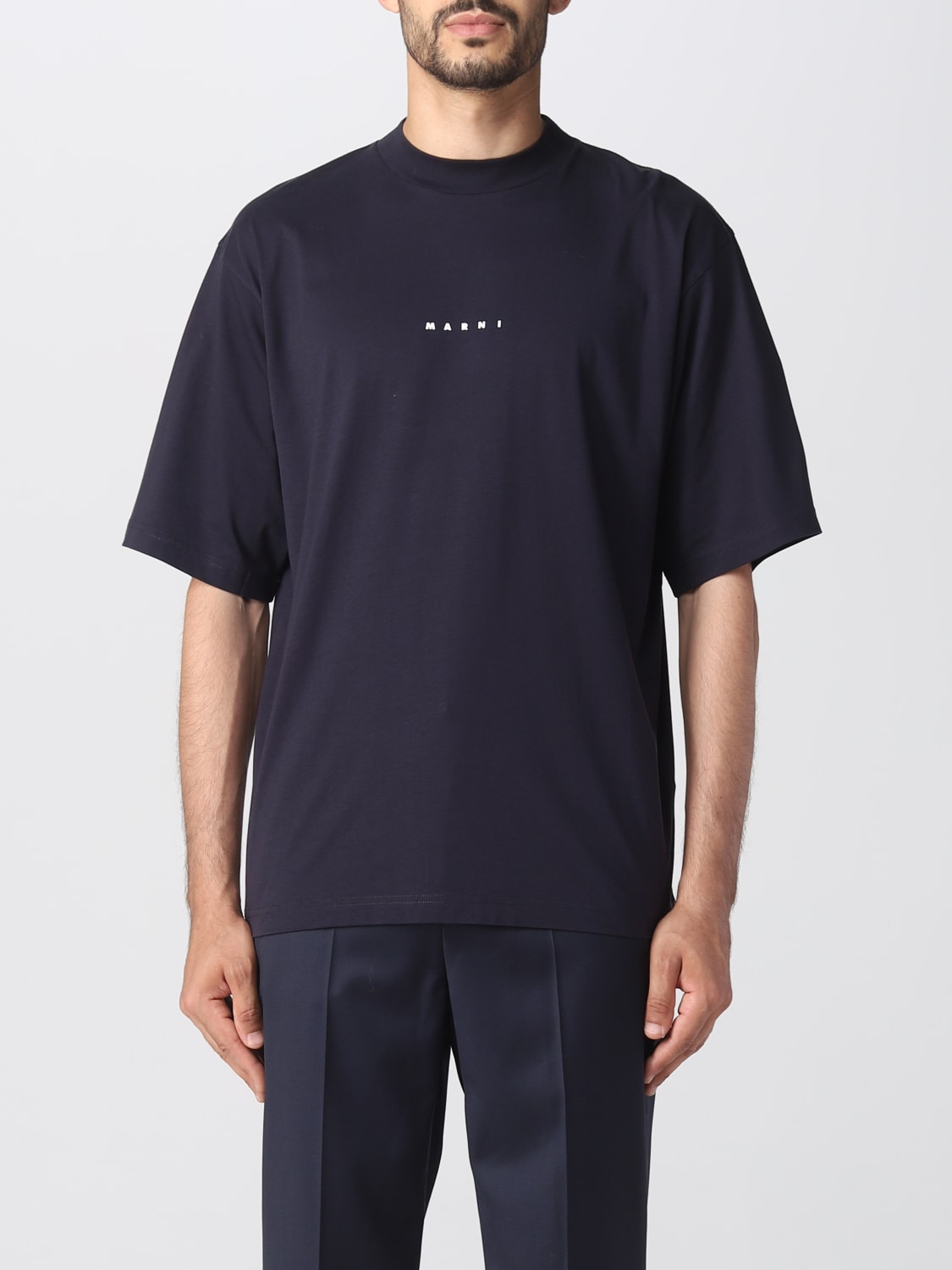 MARNI: cotton t-shirt - Blue | MARNI t-shirt HUMU0223P1USCS87 online at ...