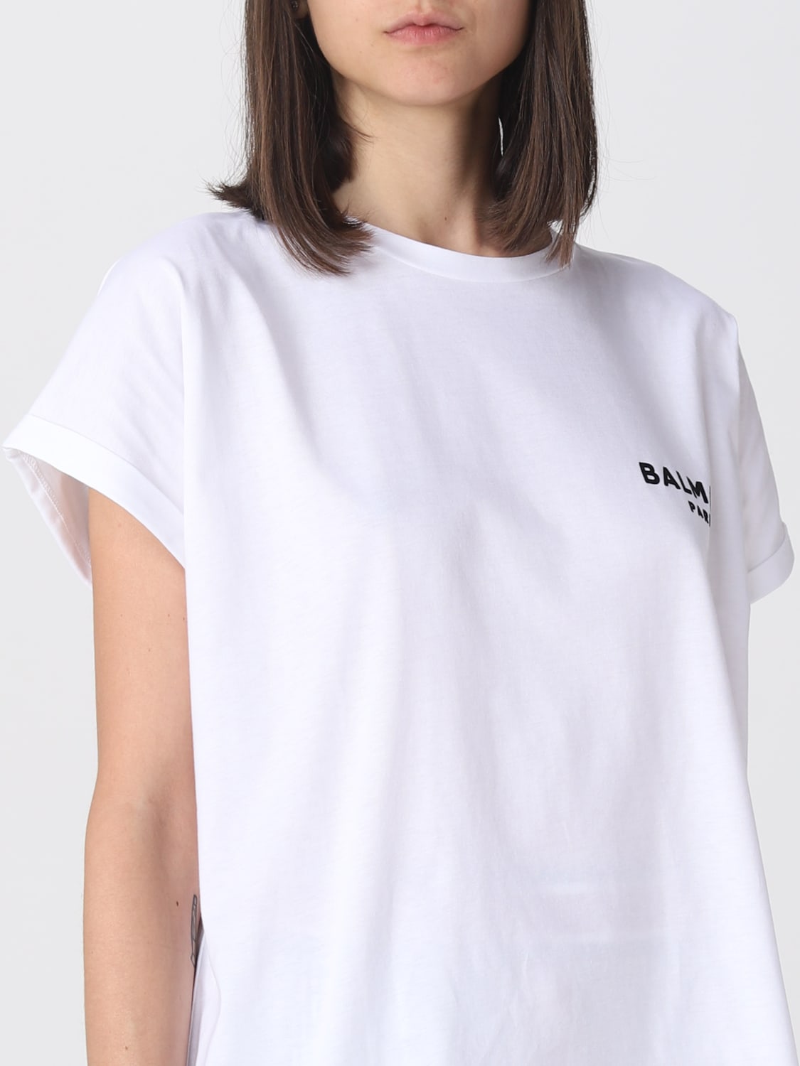 BALMAIN: T-shirt in cotton - White | BALMAIN t-shirt BF1EF010BB01 ...