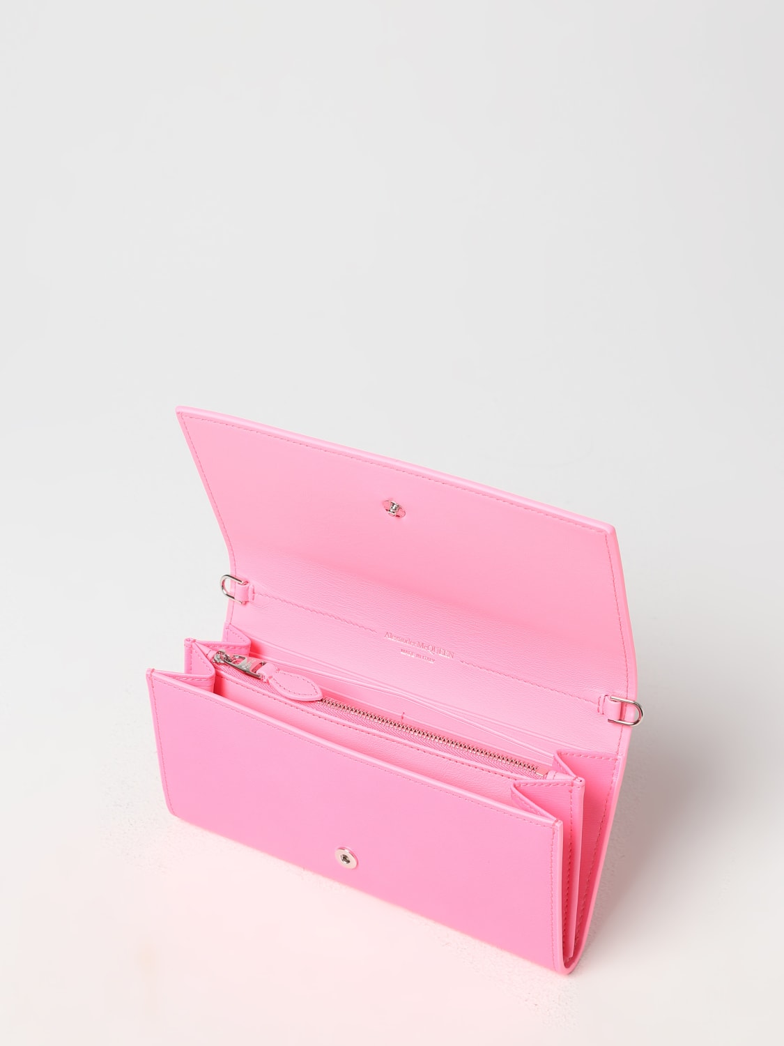 ALEXANDER MCQUEEN: leather wallet bag - Pink | Alexander McQueen