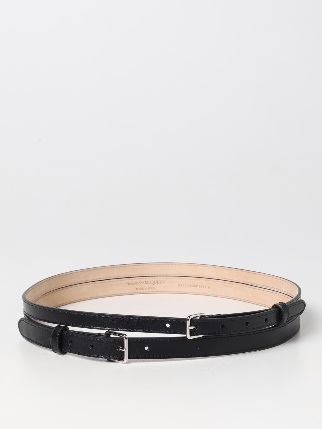 Alexander McQueen smooth leather belt - Black