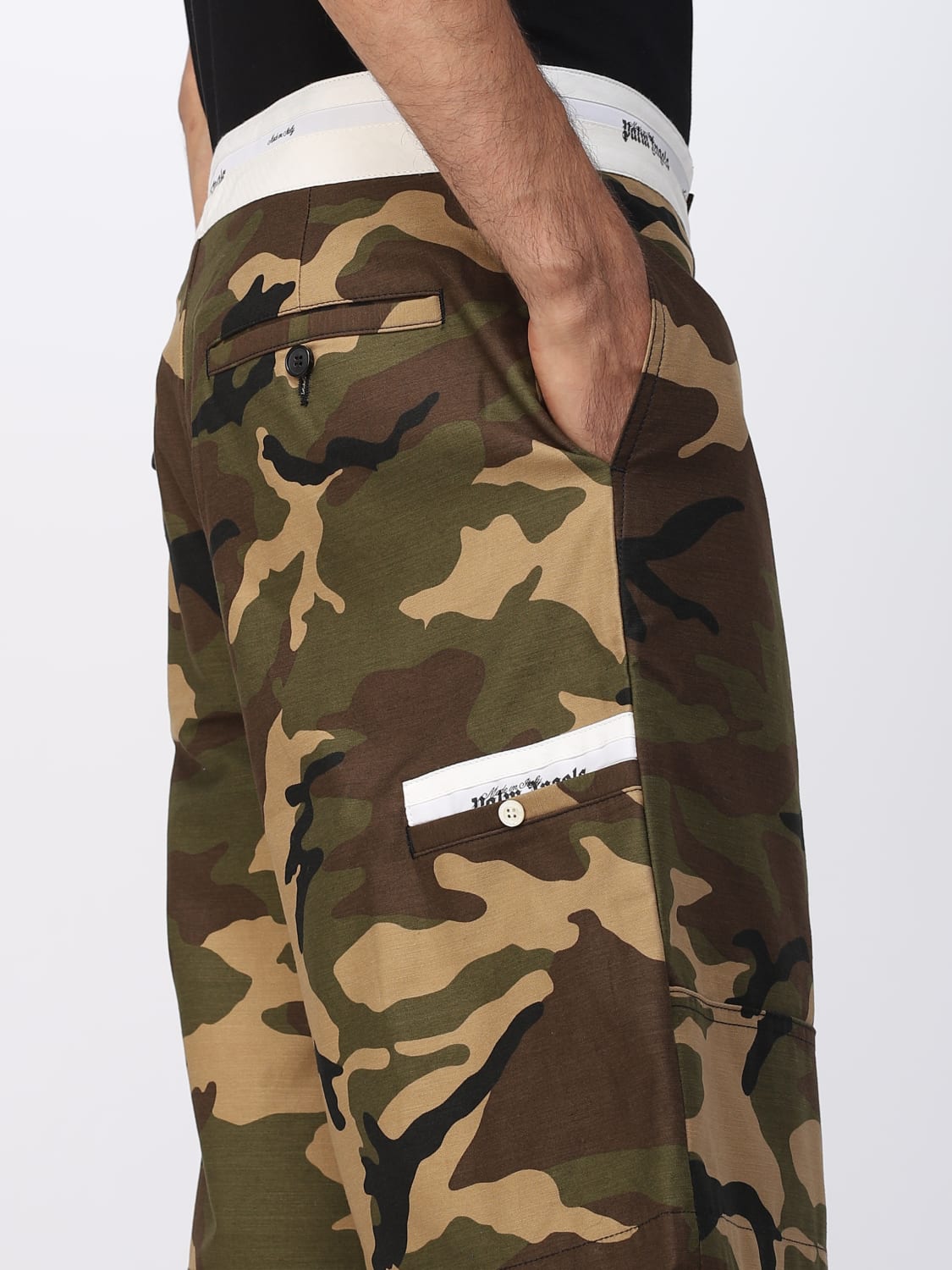 Palm Angels shorts in camouflage print cotton