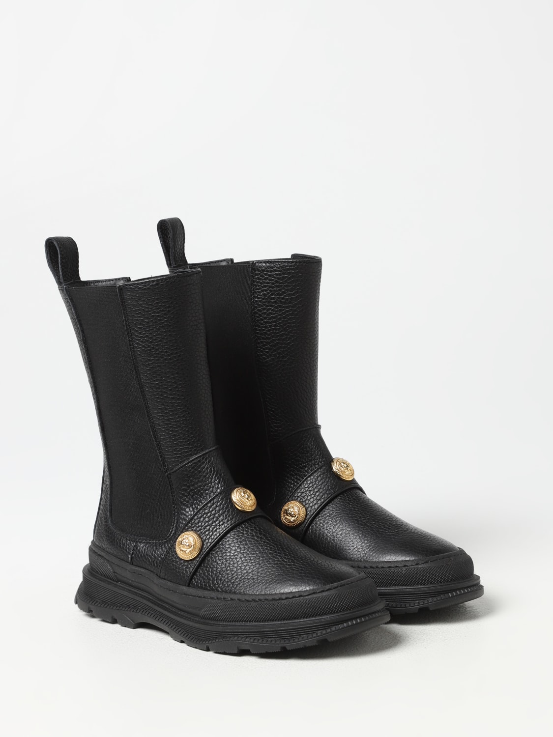 Balmain Kids leather ankle boots - Black