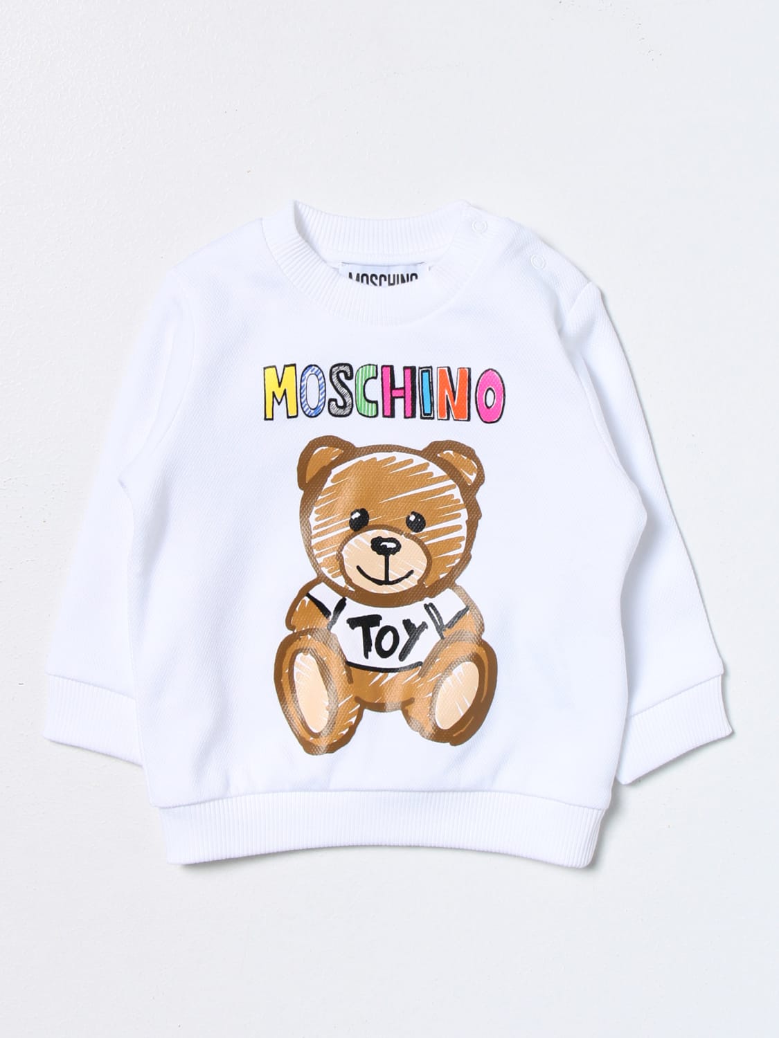 Moschino baby T-shirt in stretch cotton with teddy bear Toy White