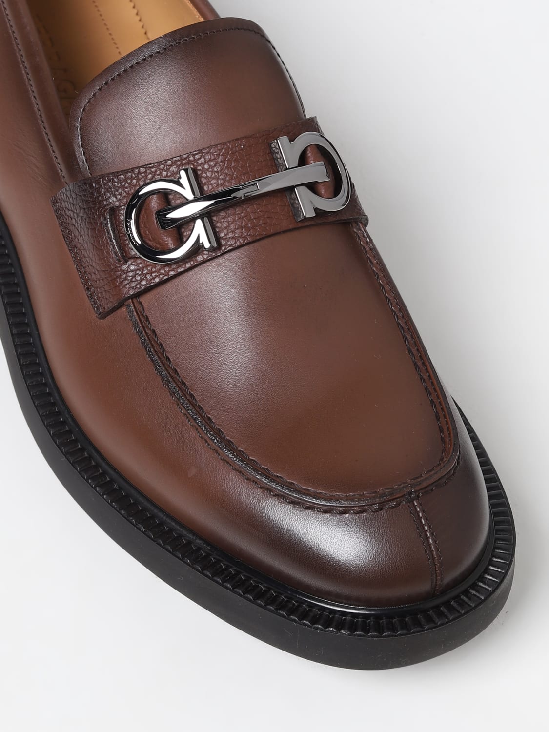 FERRAGAMO: Galles moccasins in leather - Brown