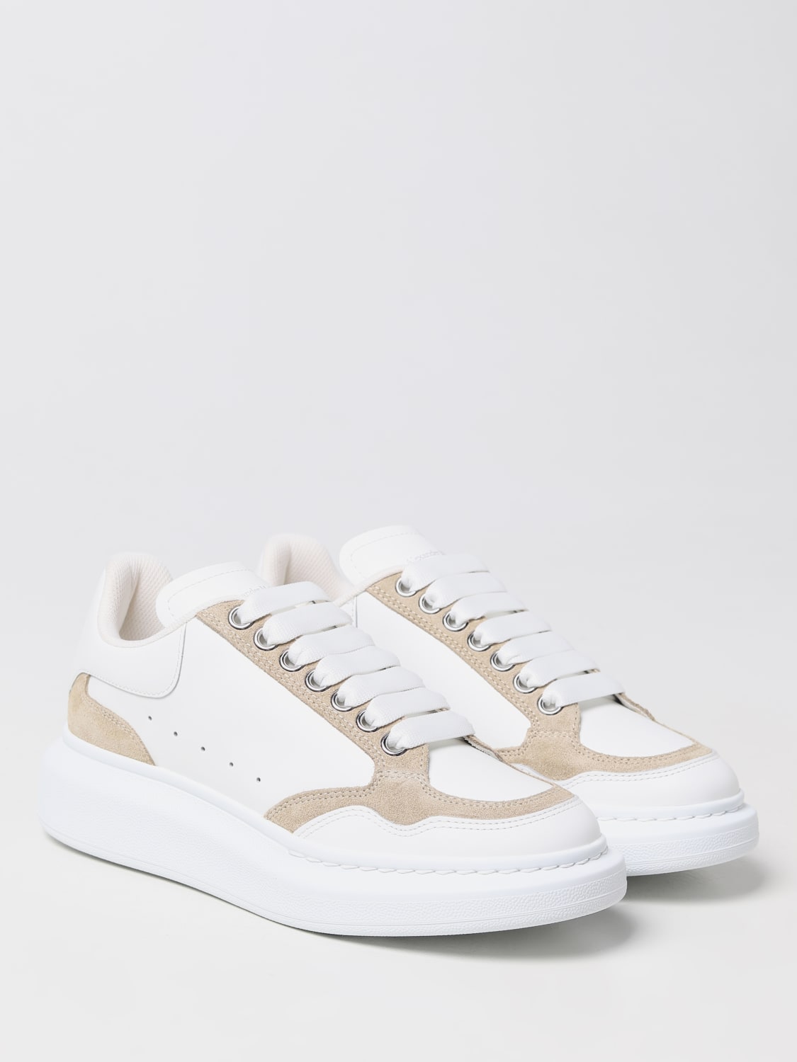 ALEXANDER MCQUEEN: Larry leather sneakers - White