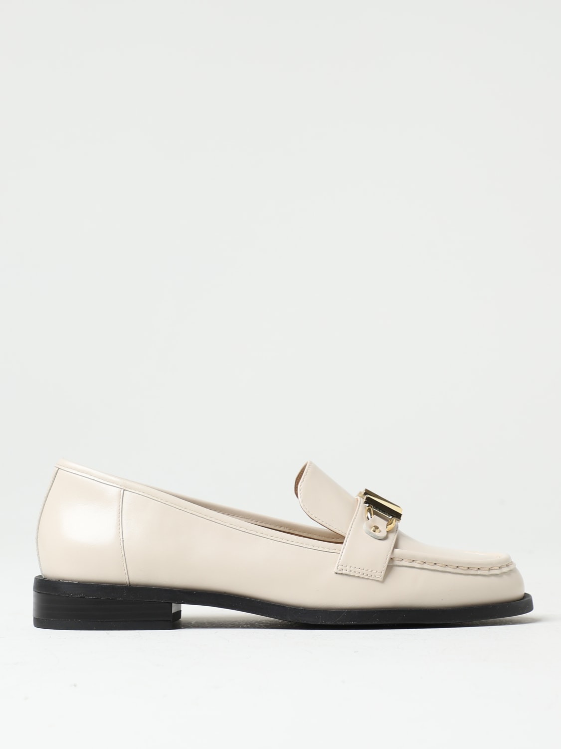 MICHAEL KORS: Michael Tiegan leather mocassins with monogram - Cream ...