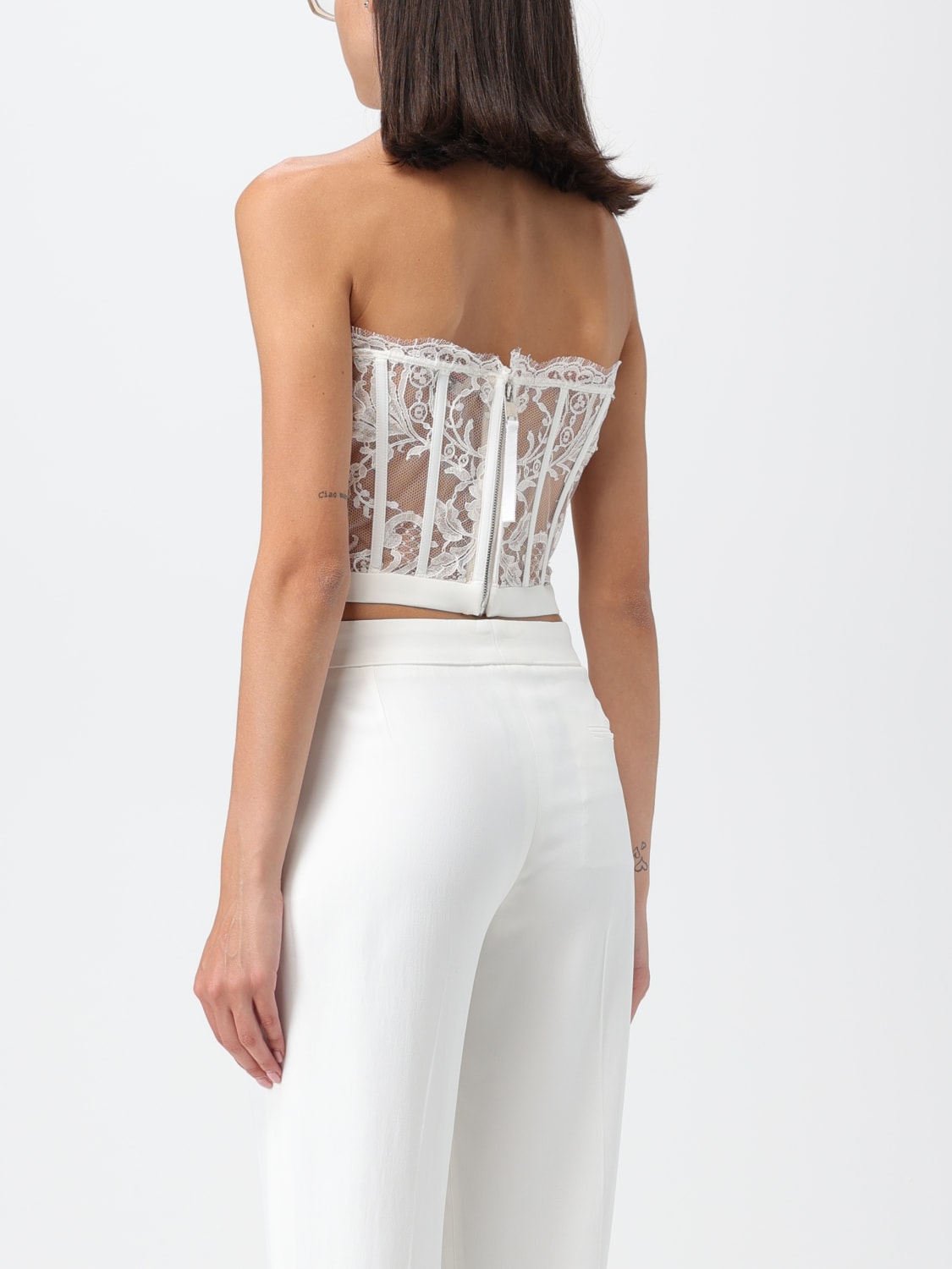 ALEXANDER MCQUEEN: lace corset - White  ALEXANDER MCQUEEN top 586959QEAAH  online at