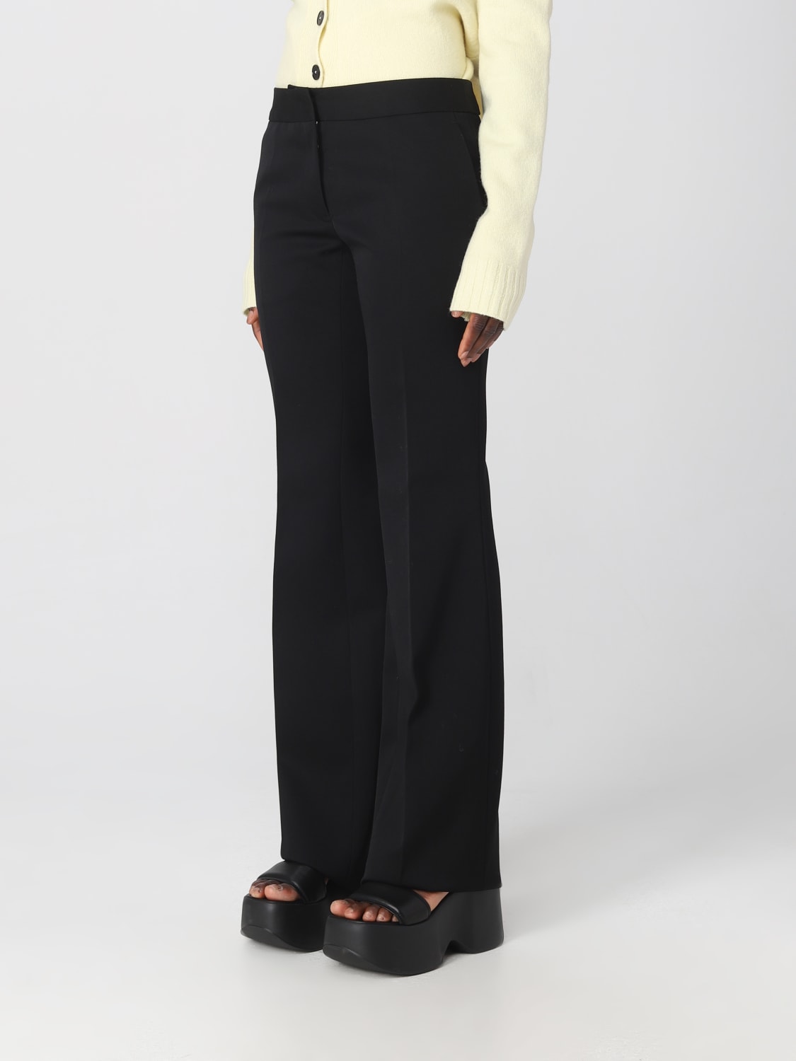 High-rise wool wide-leg pants in black - Jil Sander