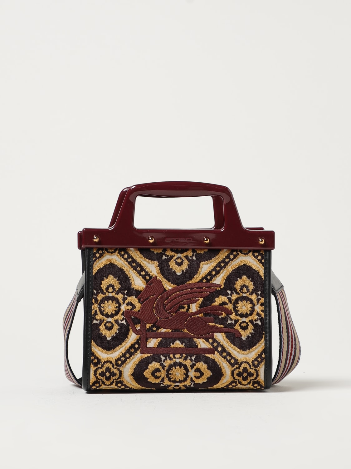 ETRO: Love Trotter bag in jacquard cotton - Black | Etro mini bag