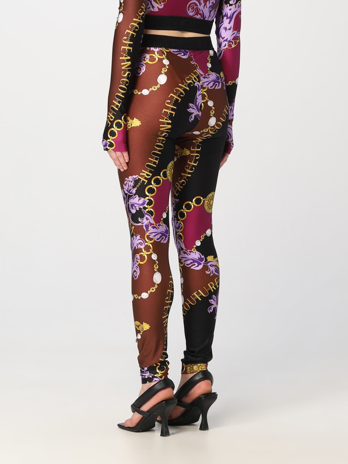 VERSACE JEANS COUTURE: nylon leggings with print - Multicolor  VERSACE  JEANS COUTURE pants 75HAC101JS203 online at