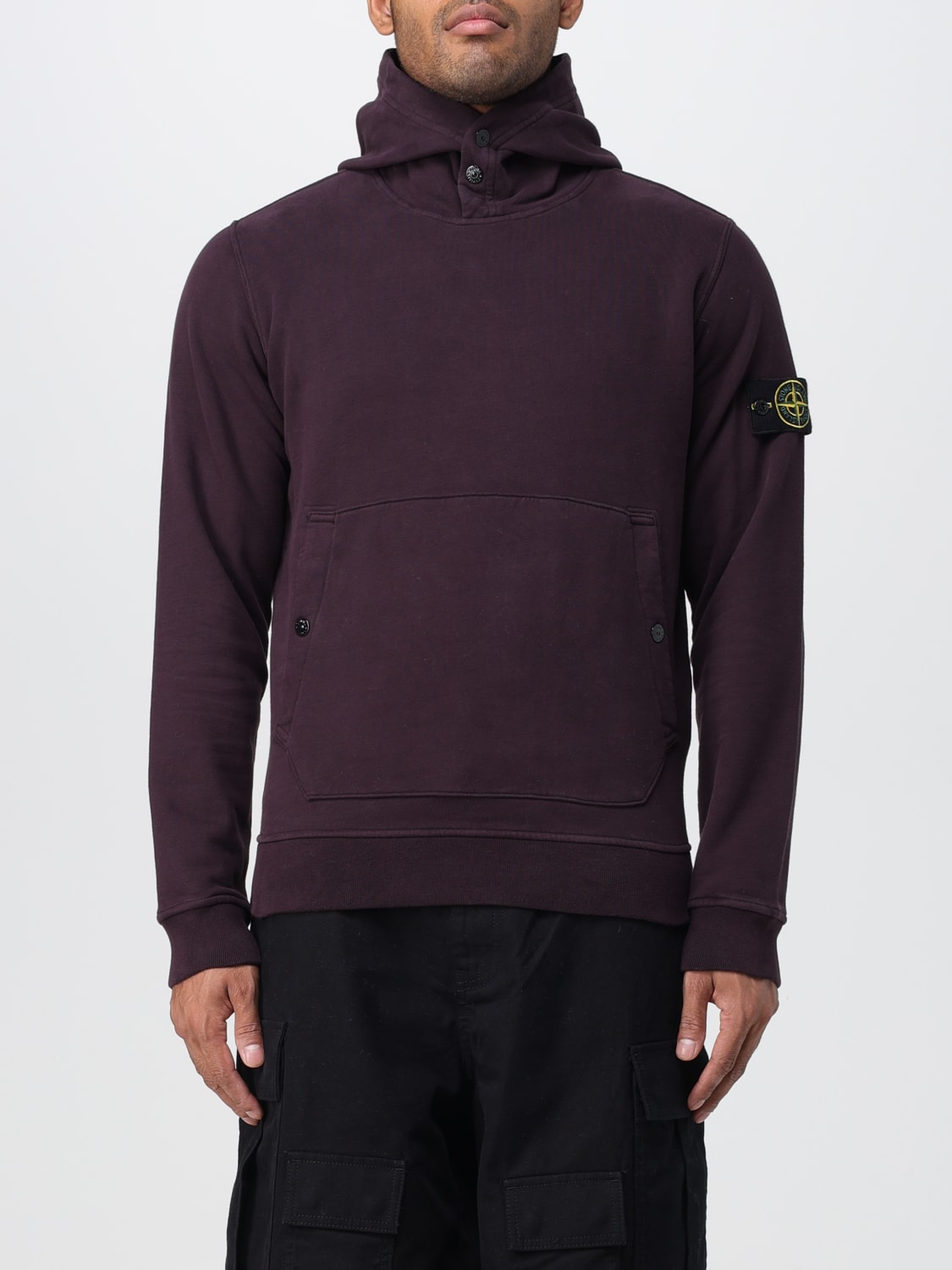 burgundy stone island sweatshirt