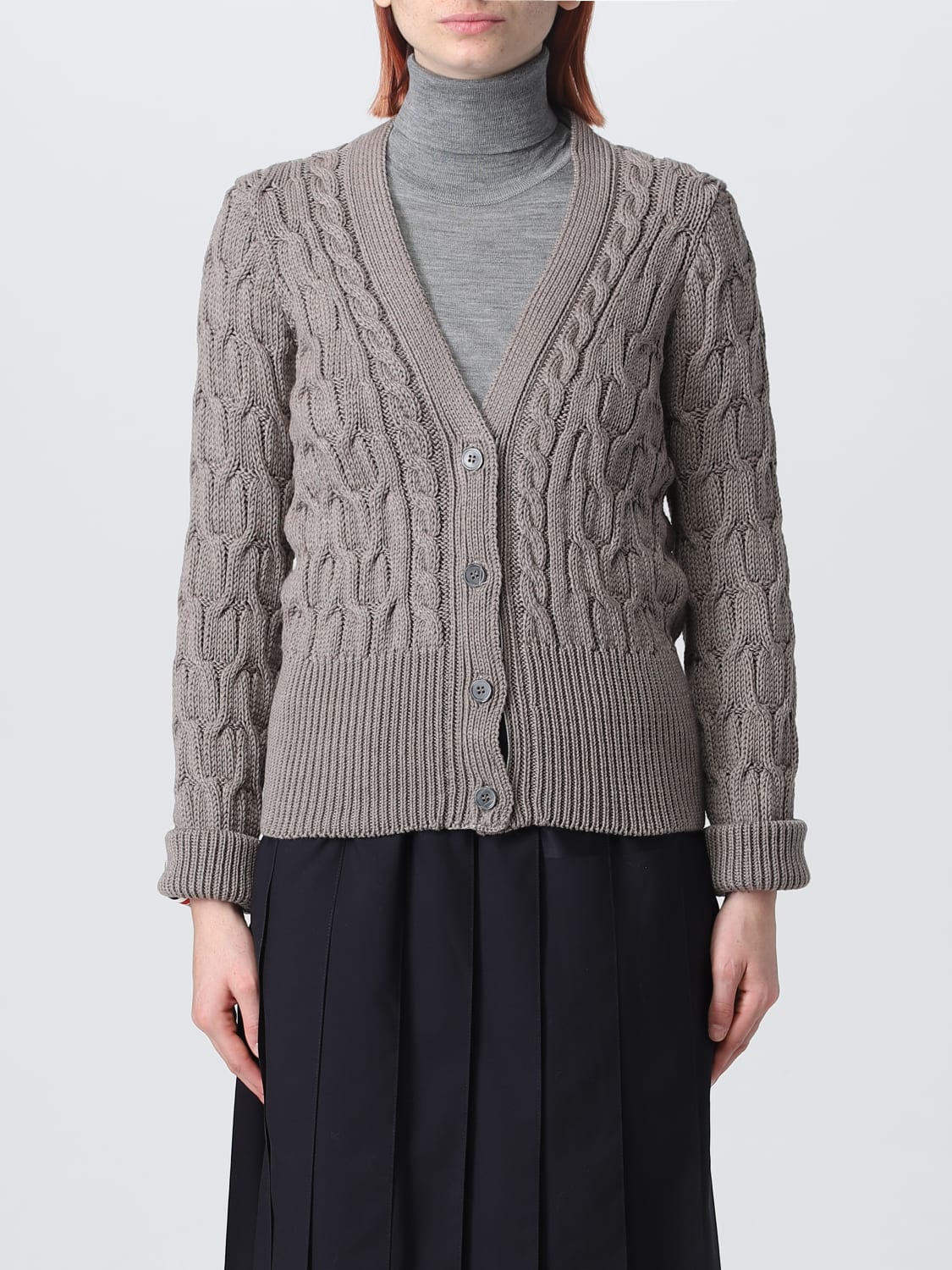 Thom Browne cardigan in cable-knit virgin wool