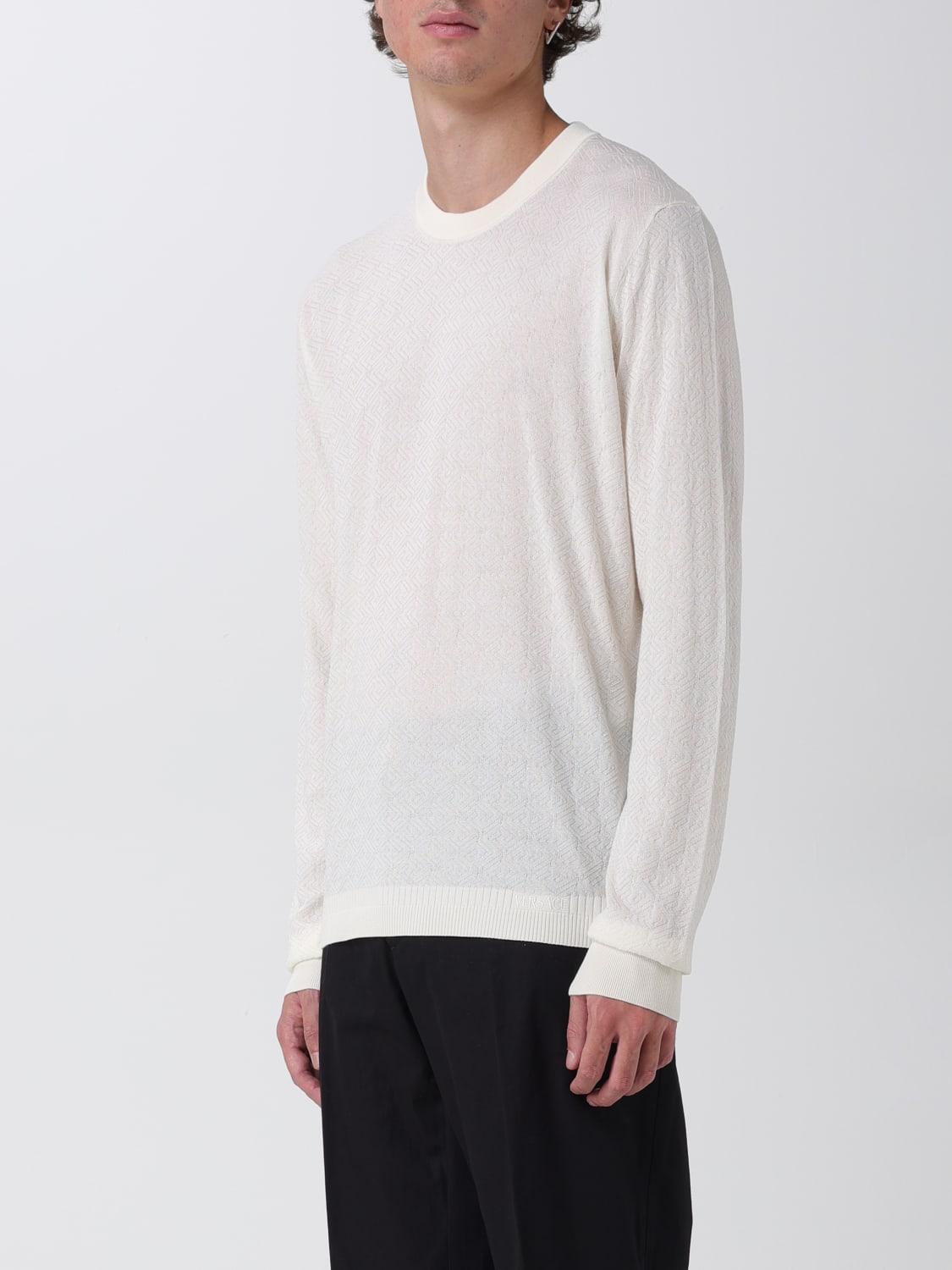 White La Greca-jacquard silk-blend sweater, Versace