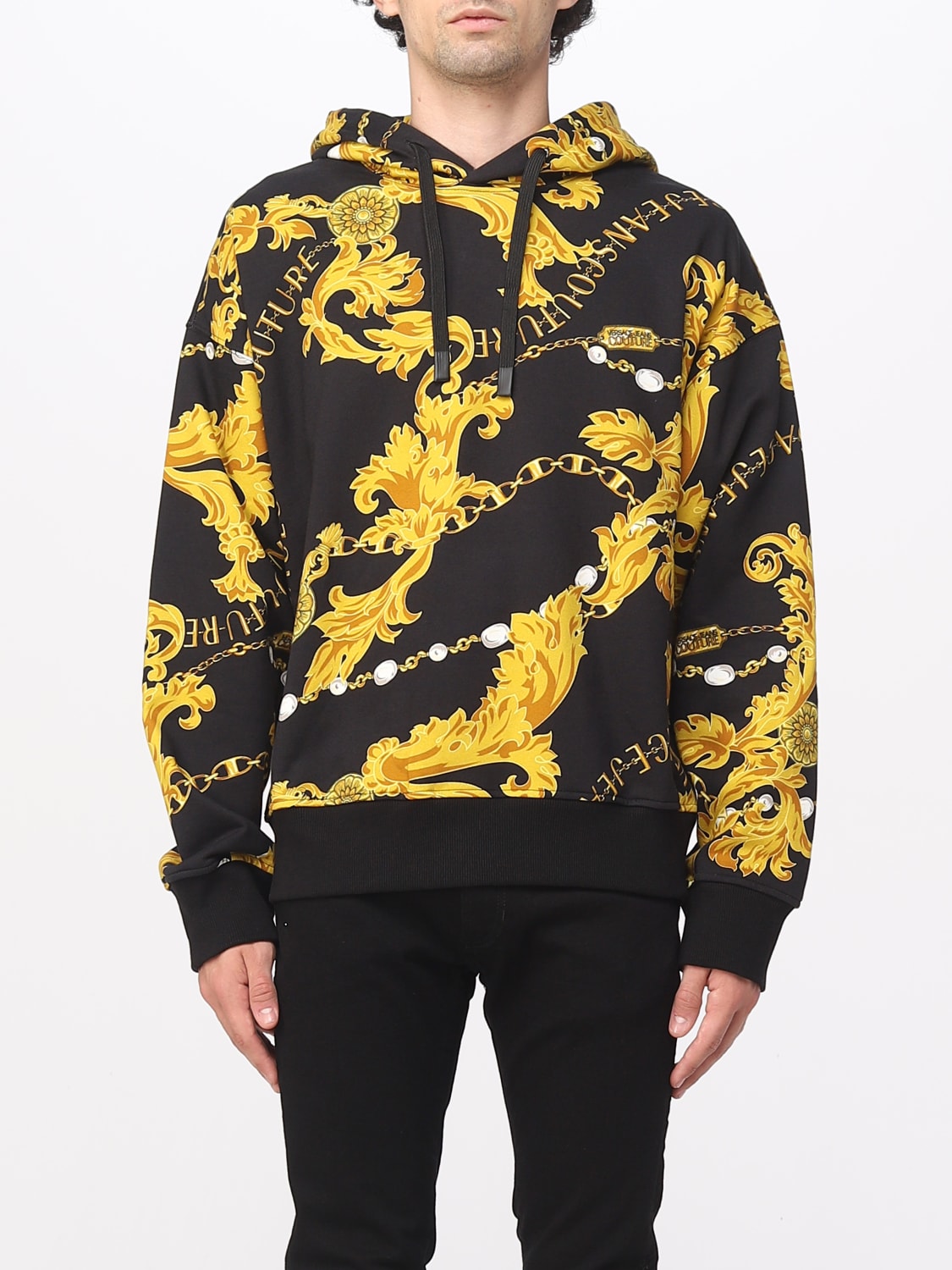 Versace Jeans Couture Baroque-printed Zipped Hooded Jacket in Yellow for  Men