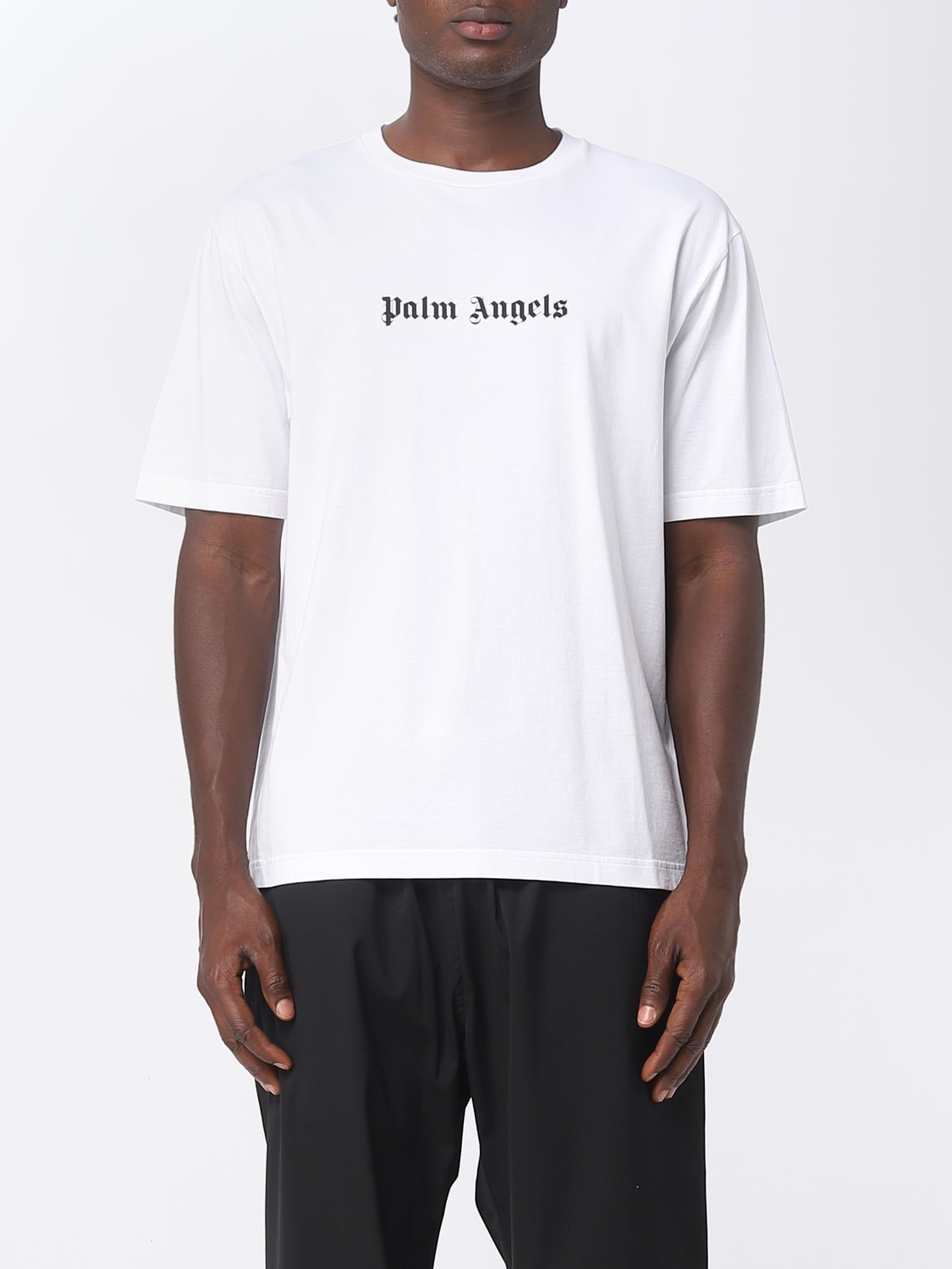 PALM ANGELS: cotton T-shirt with printed logo - White | Palm