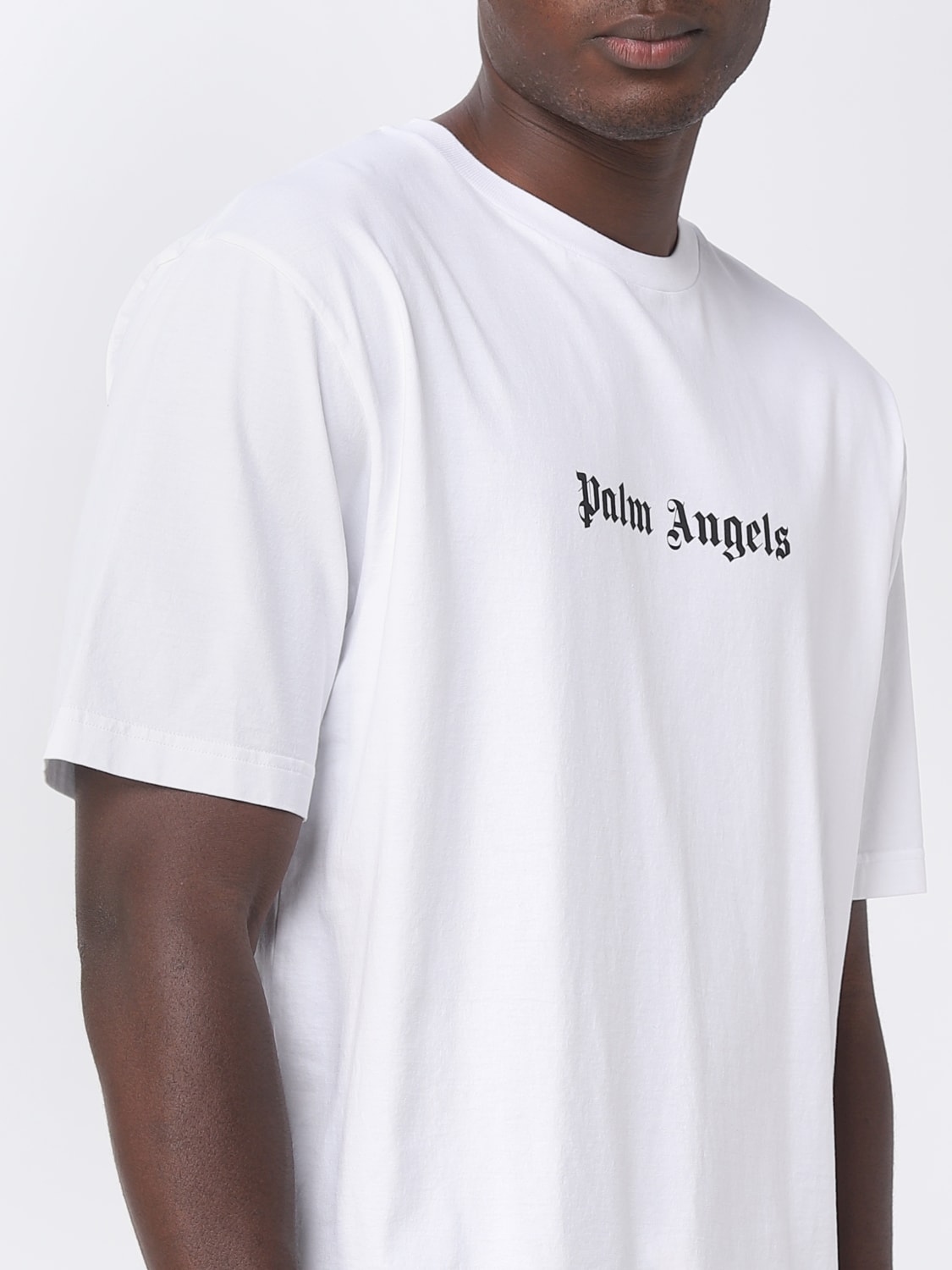 PALM ANGELS: cotton T-shirt with printed logo - White  PALM ANGELS t-shirt  PMAA089F23JER002 online at