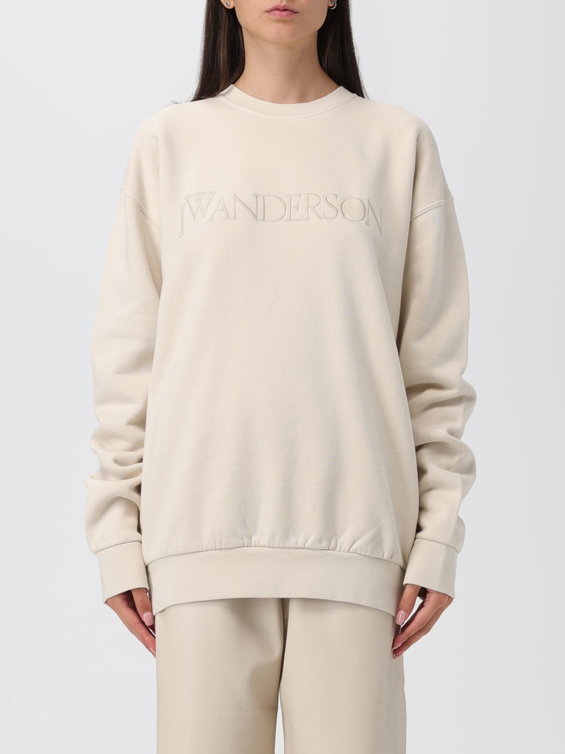 JW ANDERSON: Sweat-shirt femme - Jaune Crème | Sweat-Shirt Jw