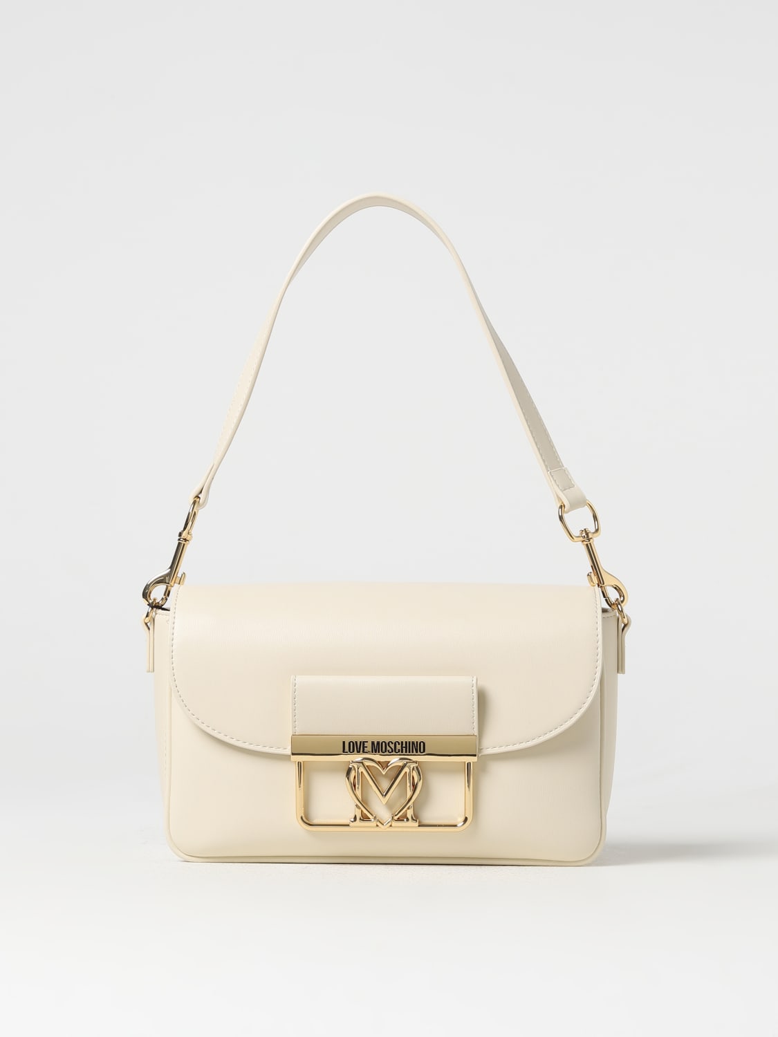 LOVE MOSCHINO: bag in synthetic leather with logo - Ivory  LOVE MOSCHINO  shoulder bag JC4200PP0HKW0 online at