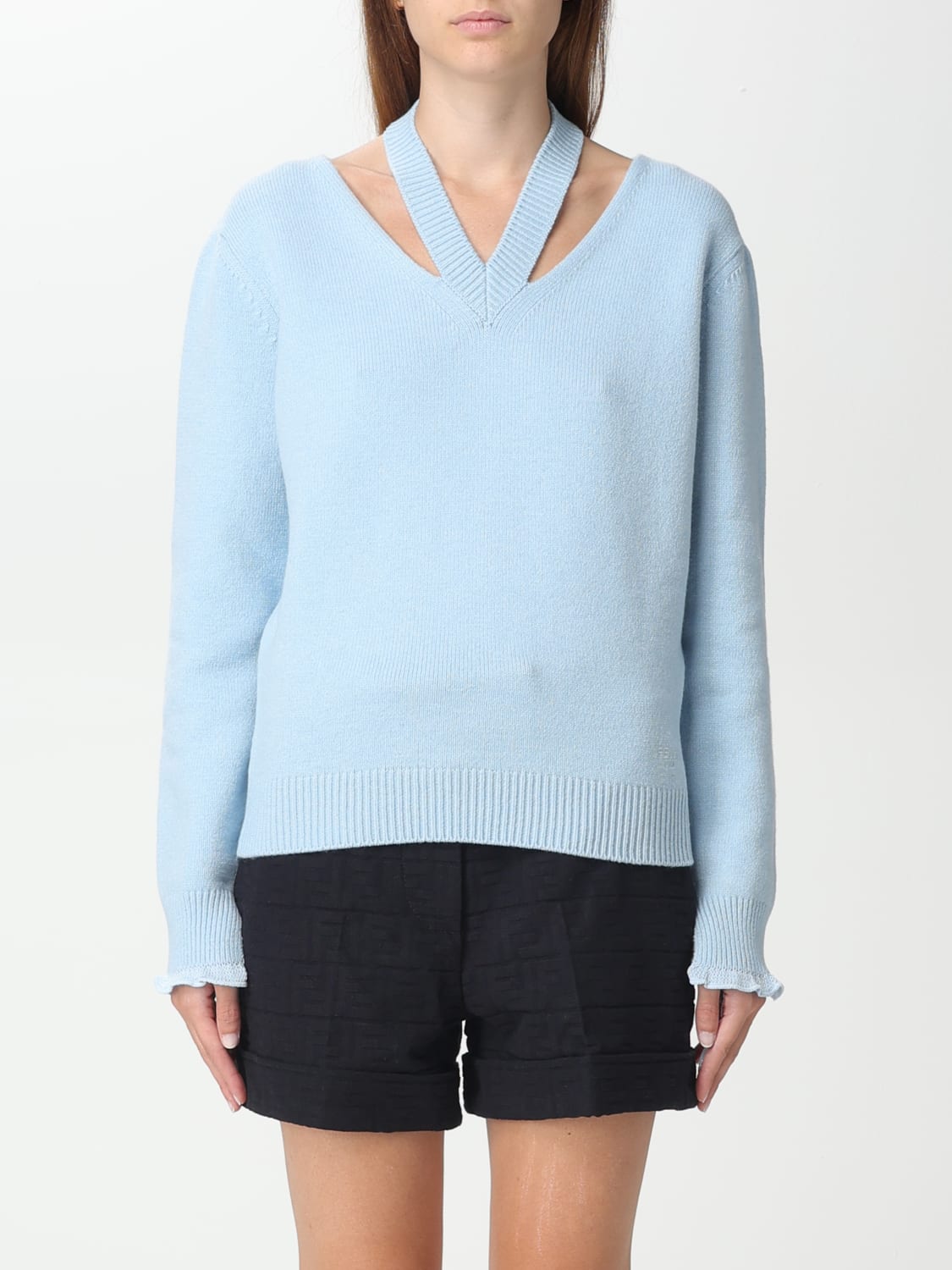 Fendi Cashmere Sweater Gnawed Blue Fendi Sweater Fzxa65aoet Online At Gigliocom 0010