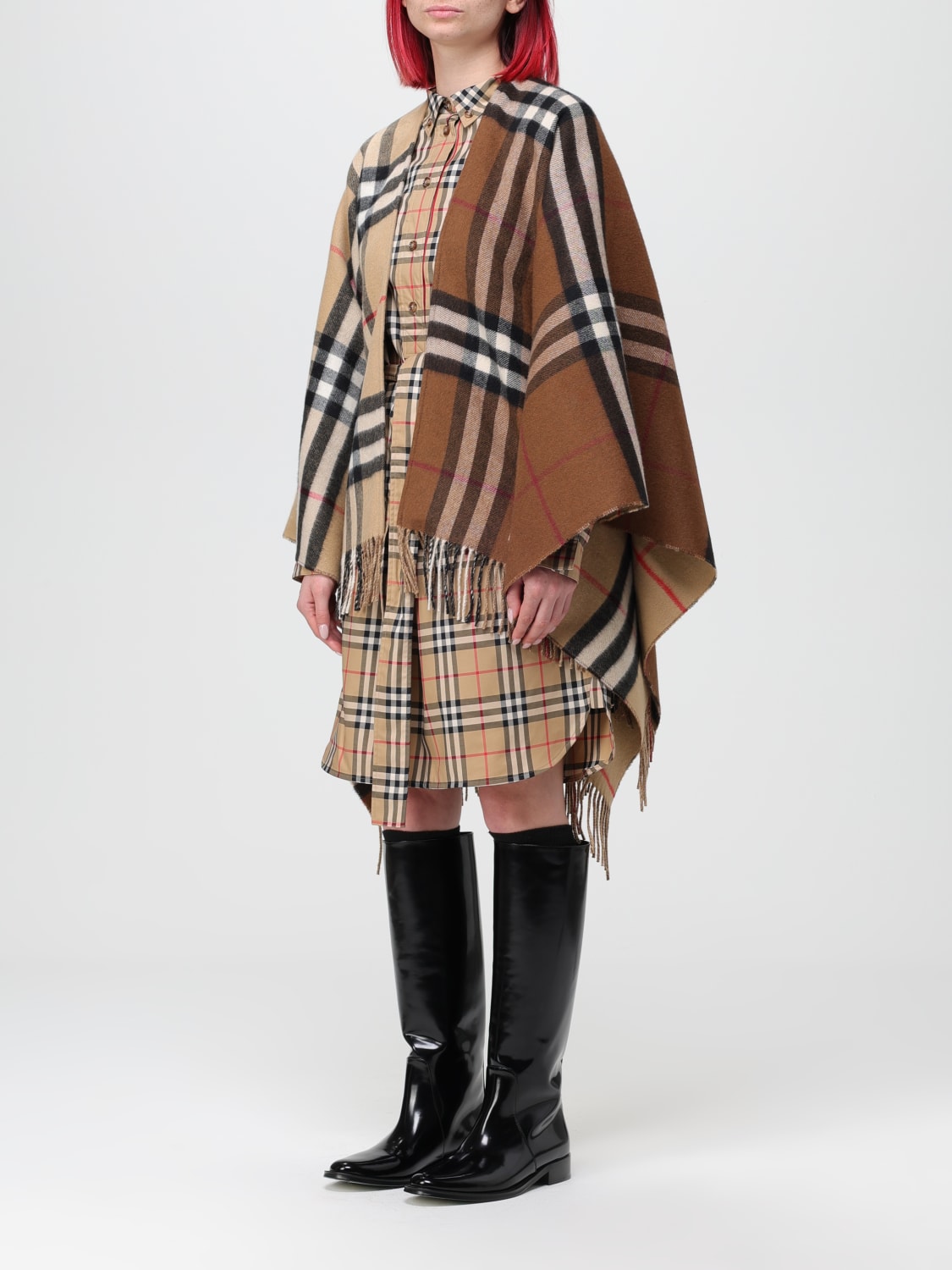 BURBERRY: oversized wool and cashmere cape - Beige | Burberry cape