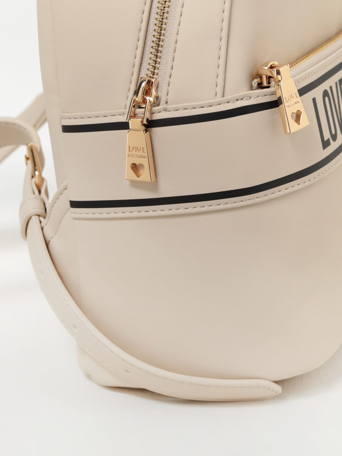 LOVE MOSCHINO: backpack in synthetic leather with logo - White