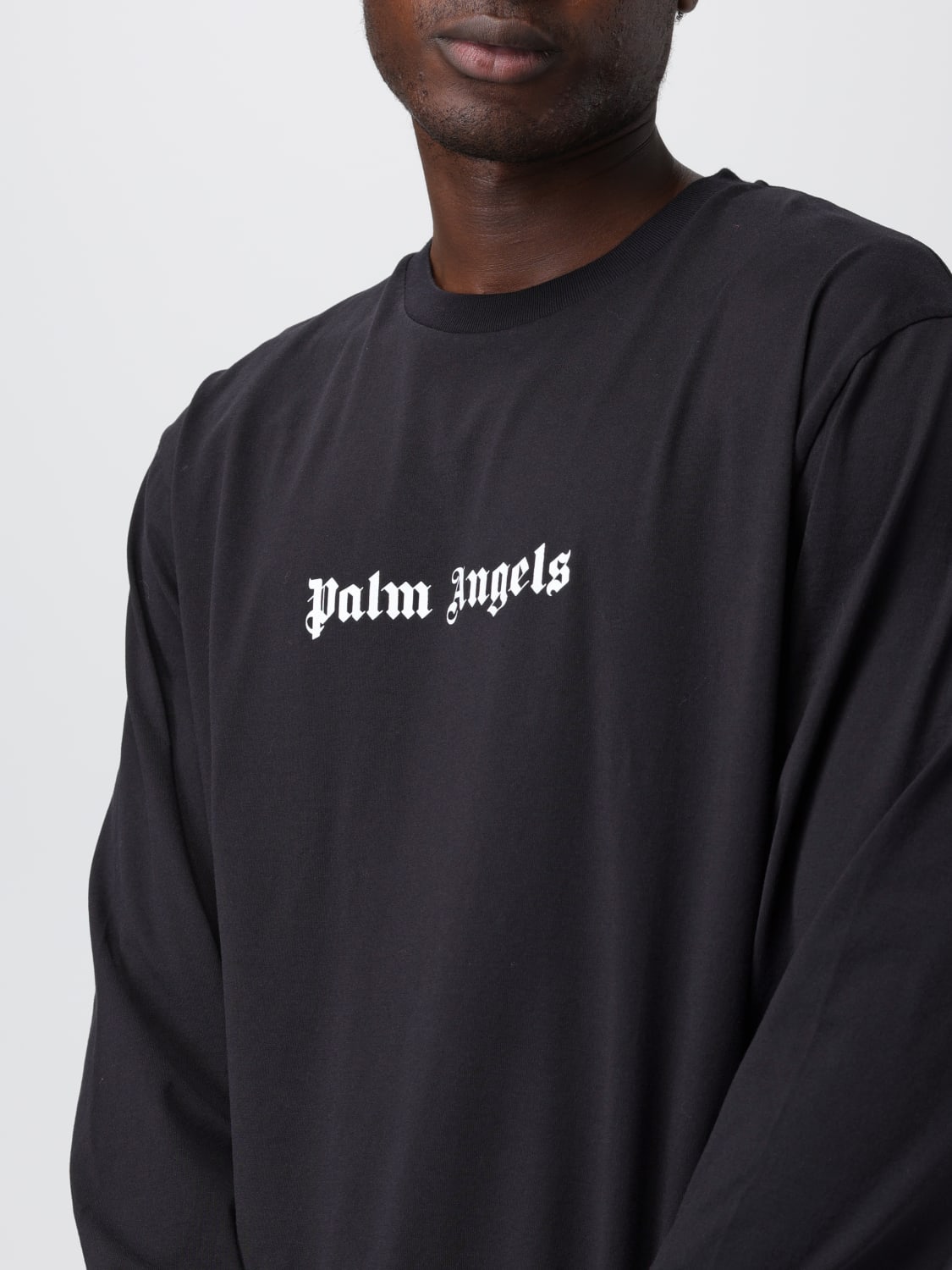 PALM ANGELS: T-shirt with mini logo - Black | PALM ANGELS t-shirt ...