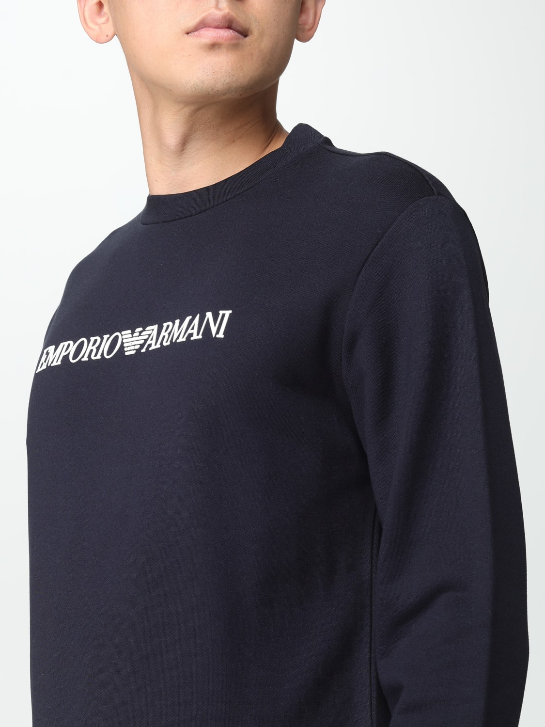 EMPORIO ARMANI sweatshirt in jersey with logo print Black 1