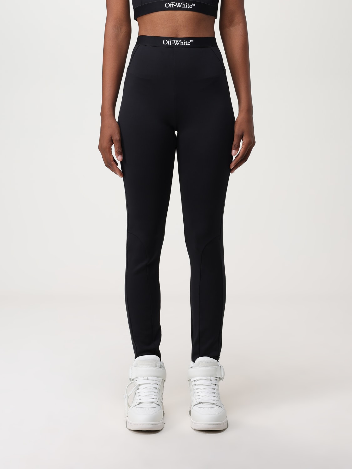 OFF-WHITE: leggings in stretch fabric - Black