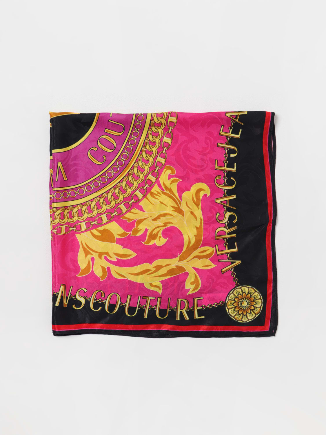 VERSACE JEANS COUTURE: silk scarf with print - Multicolor  VERSACE JEANS  COUTURE neck scarf 75HA7H10ZG201 online at