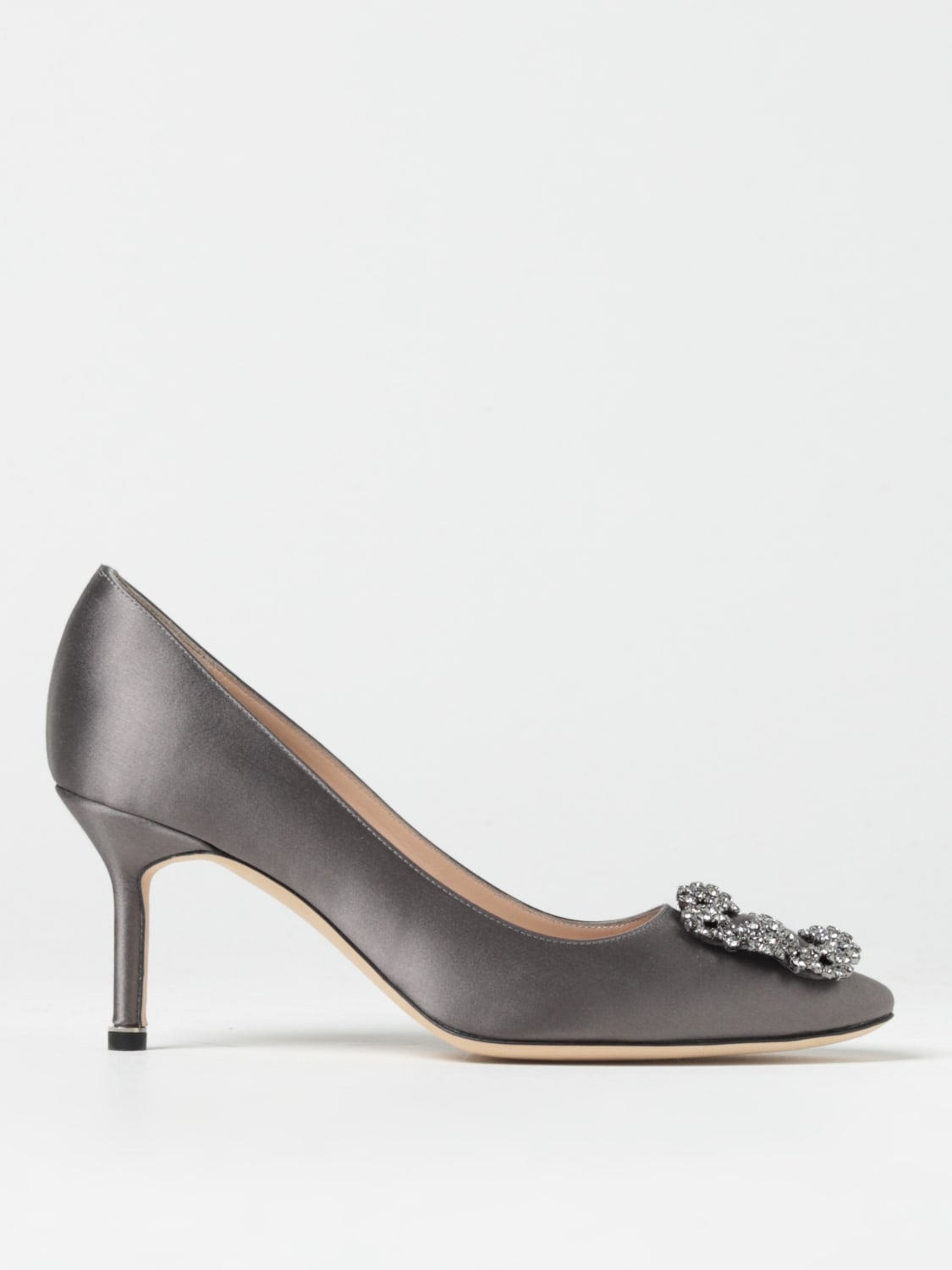 HANGISI, Black Satin Jewel Buckle Pumps