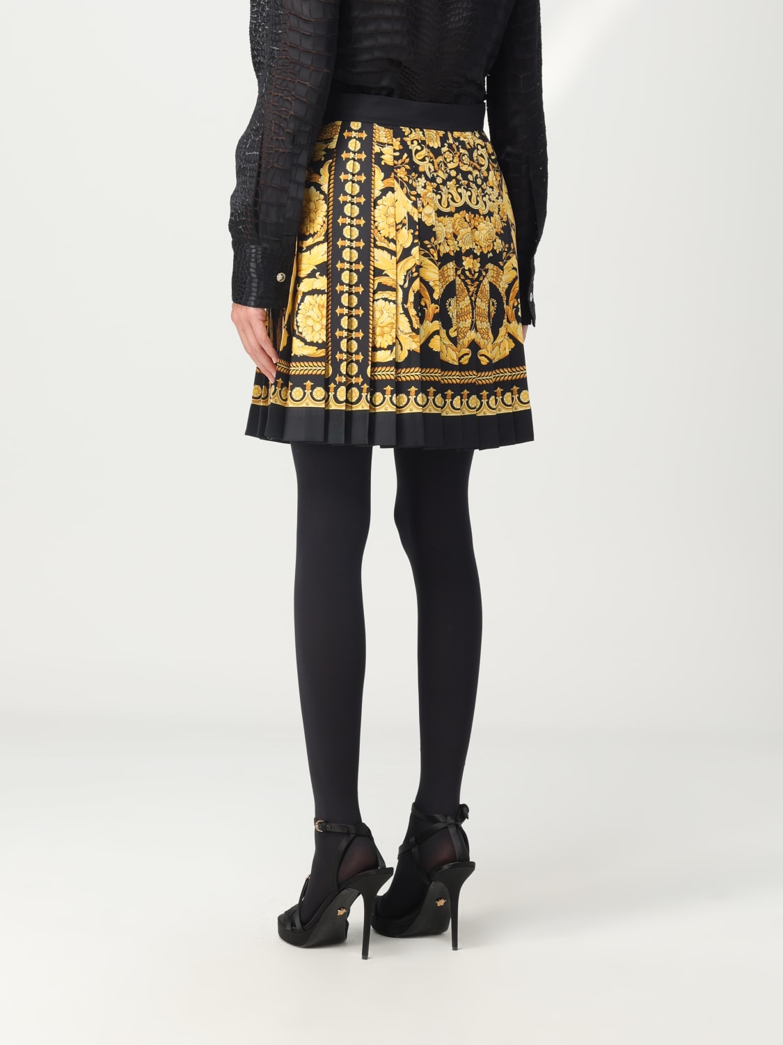 Versace silk high shop waist pleated print skirt