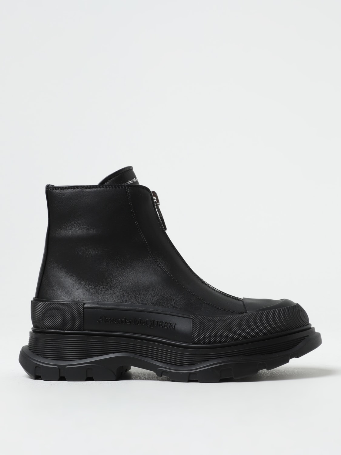 Alexander McQueen Zip Tread Slick leather ankle boots