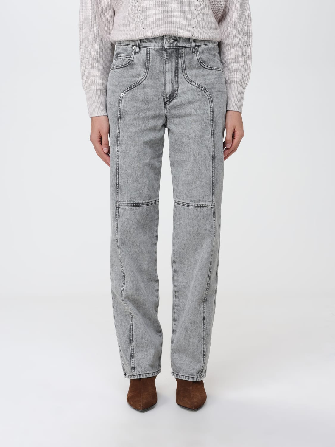 ISABEL MARANT ETOILE: jeans in denim - Grey | ISABEL MARANT ETOILE ...