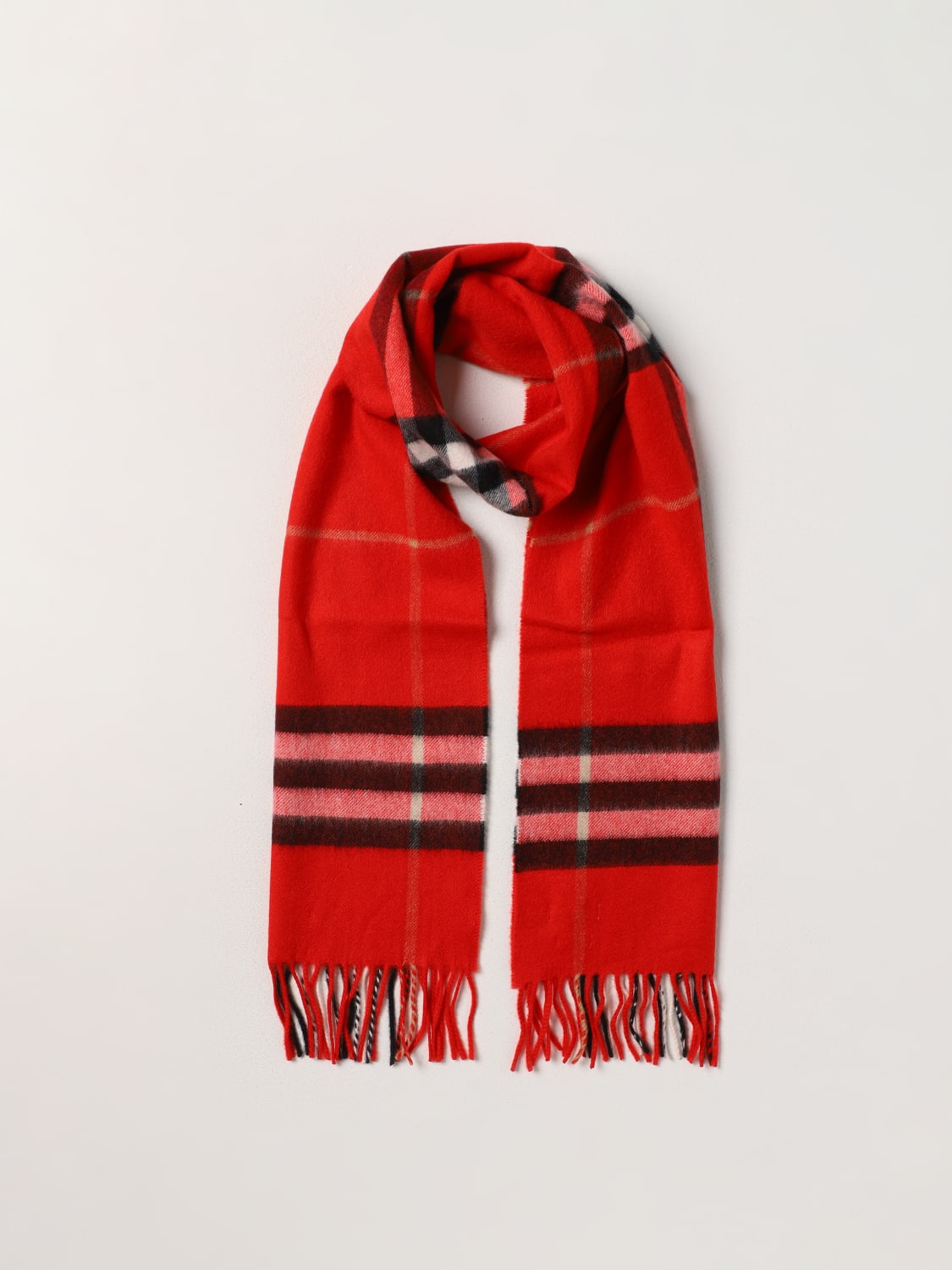 Burberry checked cashmere scarf - Red