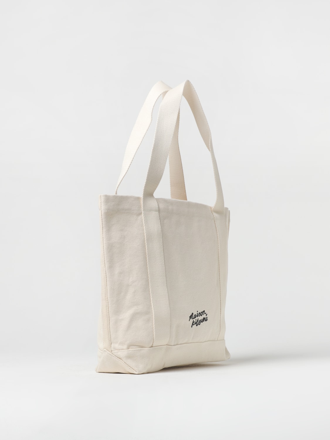 MAISON KITSUNÉ: Maison Kitsuné Fox Head bag in canvas - White | MAISON ...