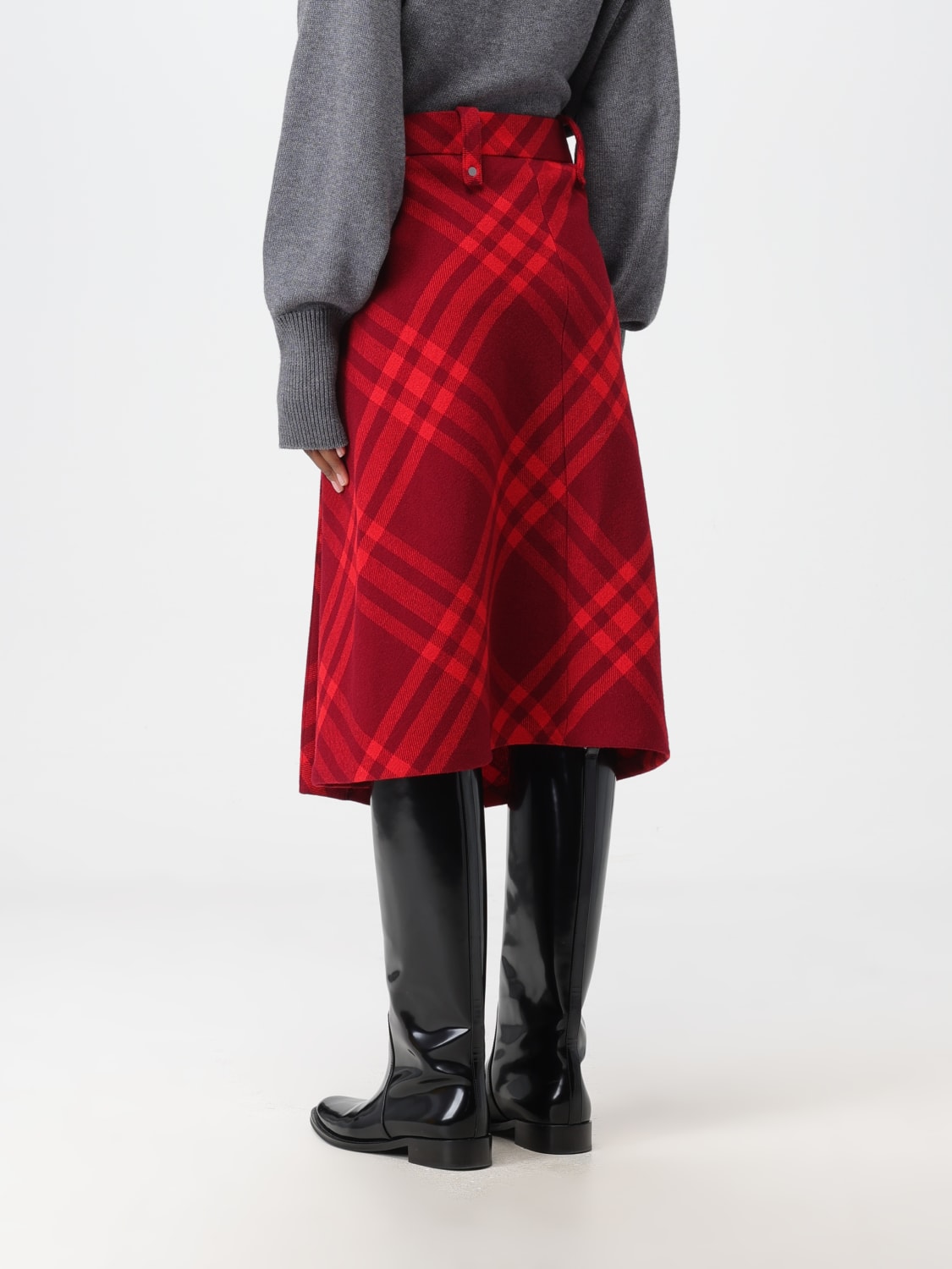 Burberry red outlet tartan skirt